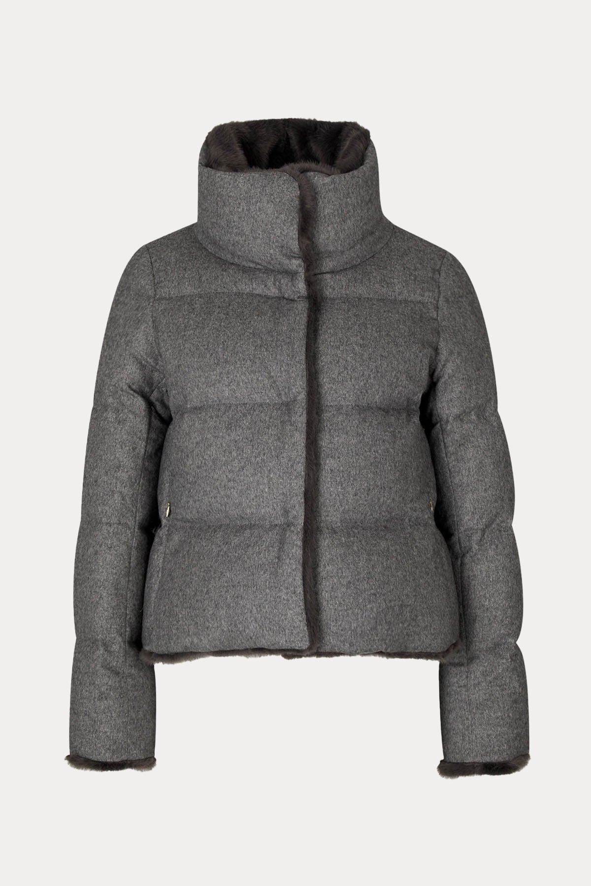 Herno Dik Yaka Kaşmirli İpek Puffer Mont