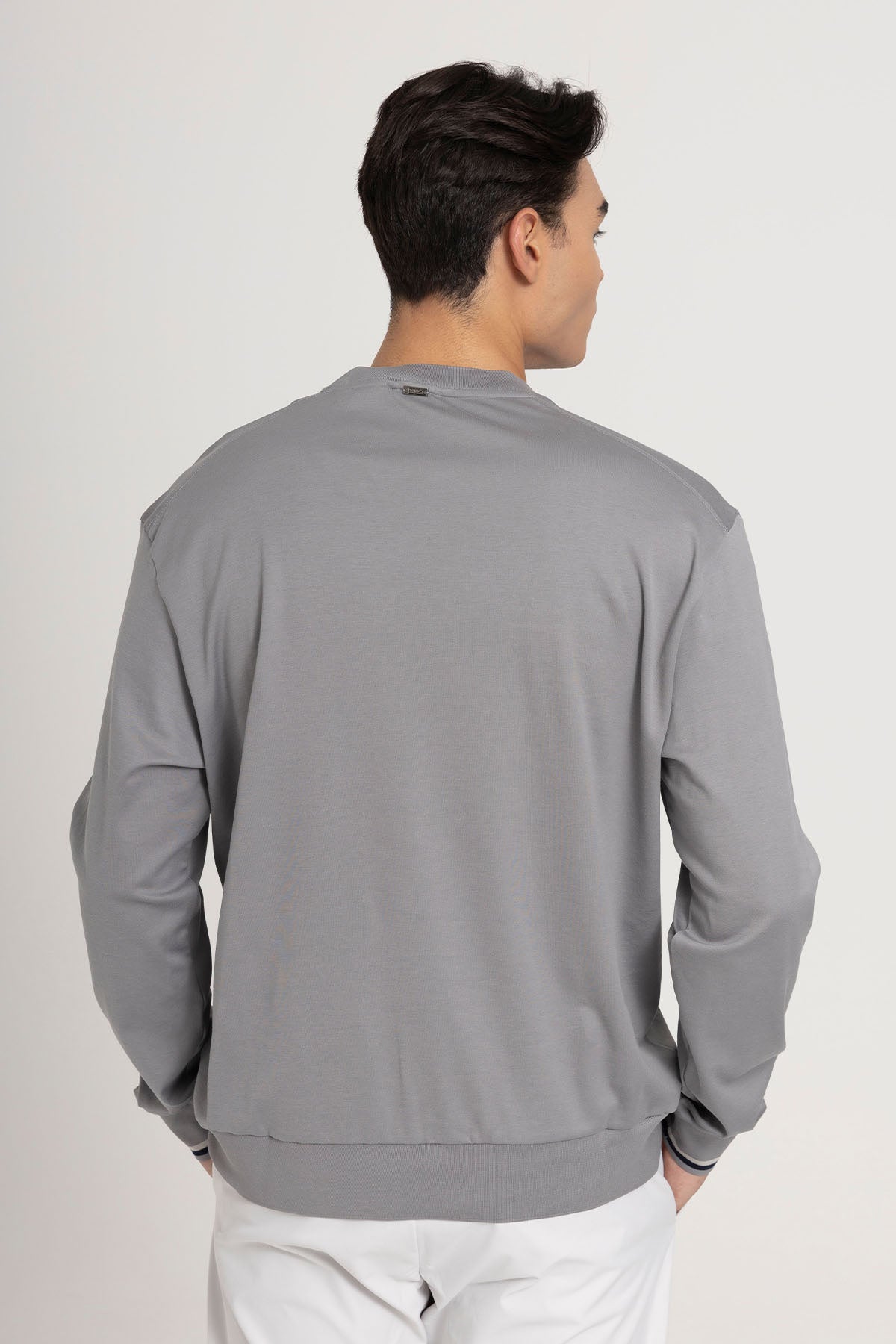 Herno Resort Yuvarlak Yaka Biyeli İnce Sweatshirt-Sweatshirt-Libas