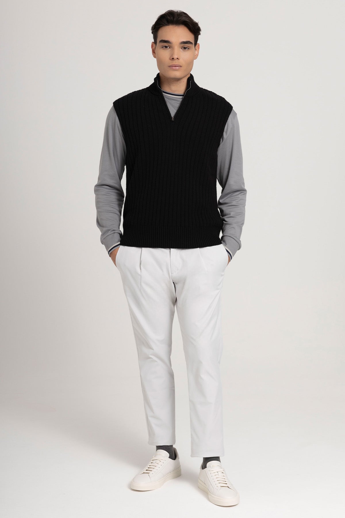 Herno Resort Regular Fit Yarım Fermuarlı Örgü Yün Triko