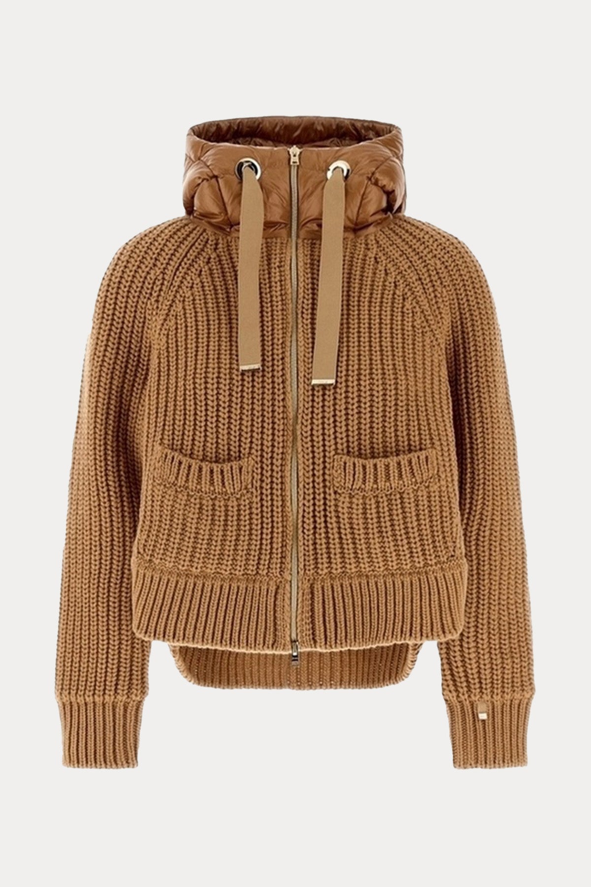 Herno Kapüşonlu Örgü Yün Ceket