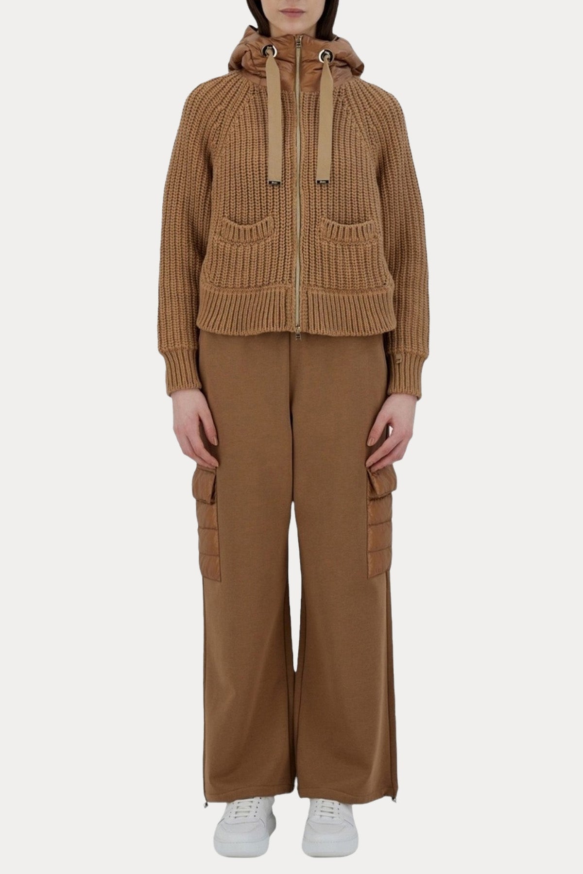 Herno Kapüşonlu Örgü Yün Ceket