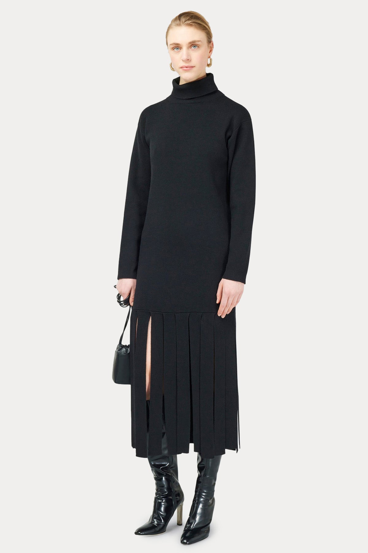 Semicouture Balıkçı Yaka Kaşmir Yün Midi Elbise