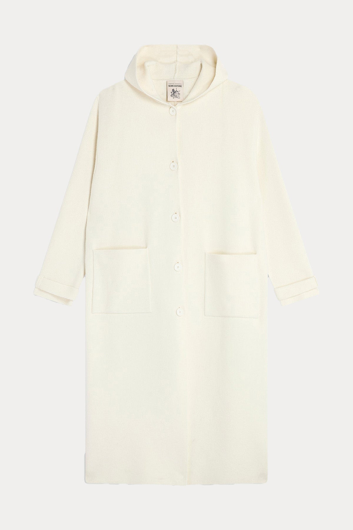 Semicouture Geniş Kesim Kapüşonlu Kaşmir Yün İnce Kaban