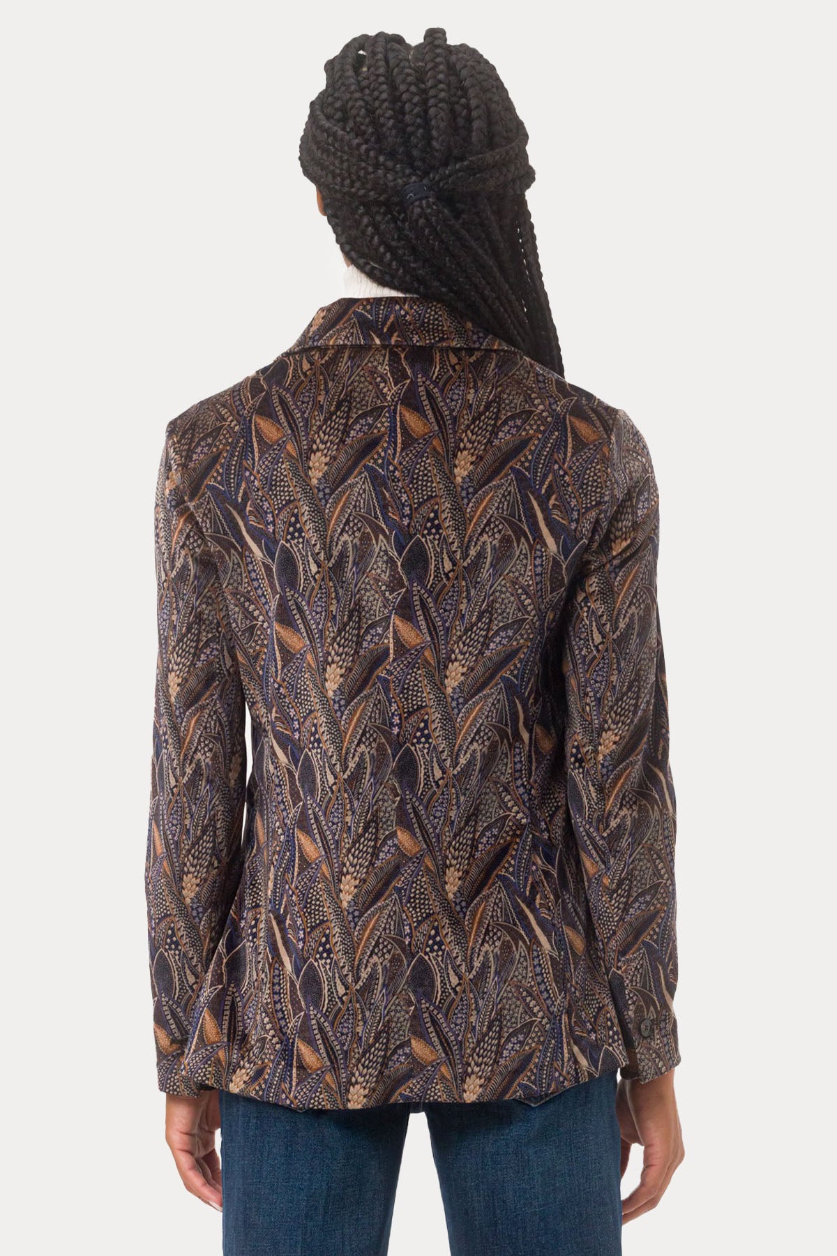 Circolo 1901 Desenli Kadife Blazer Ceket-Ceket-Libas
