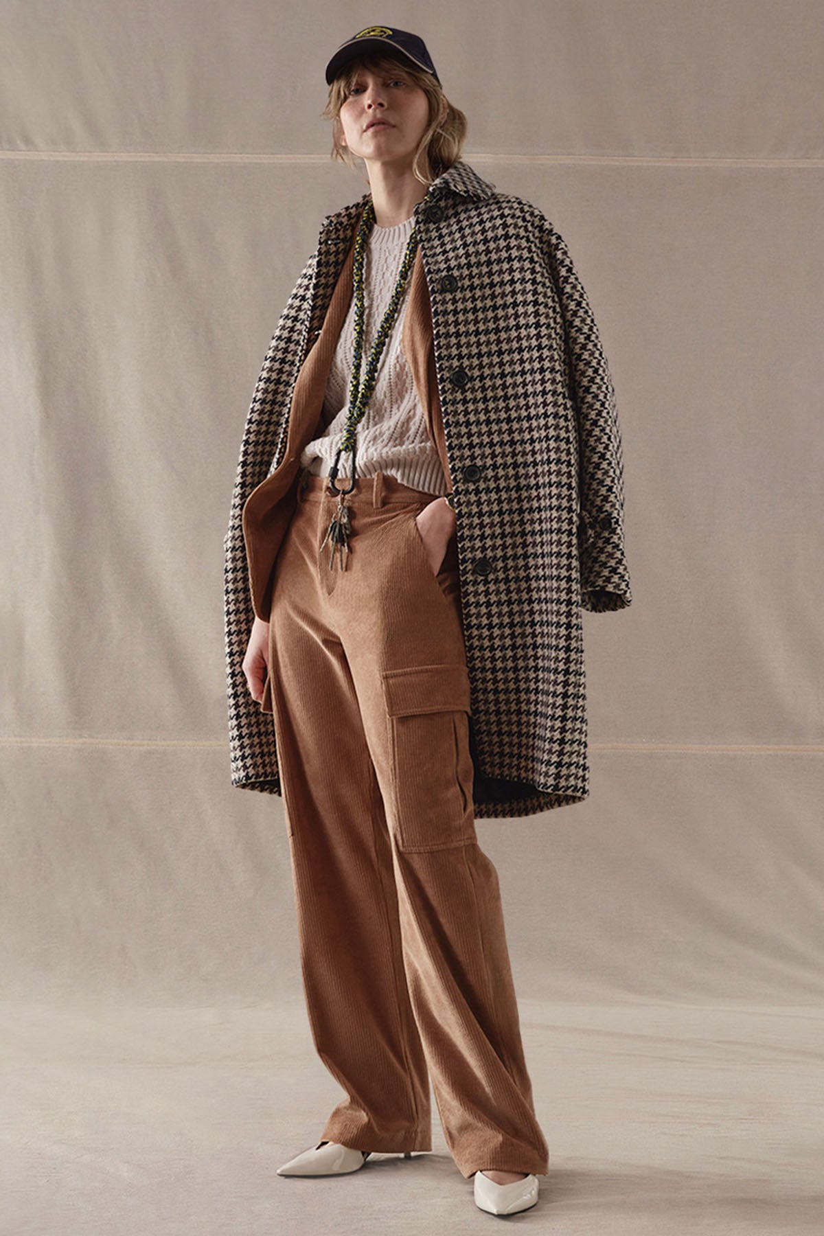 Circolo 1901 Geniş Kesim Desenli Yün Kaban