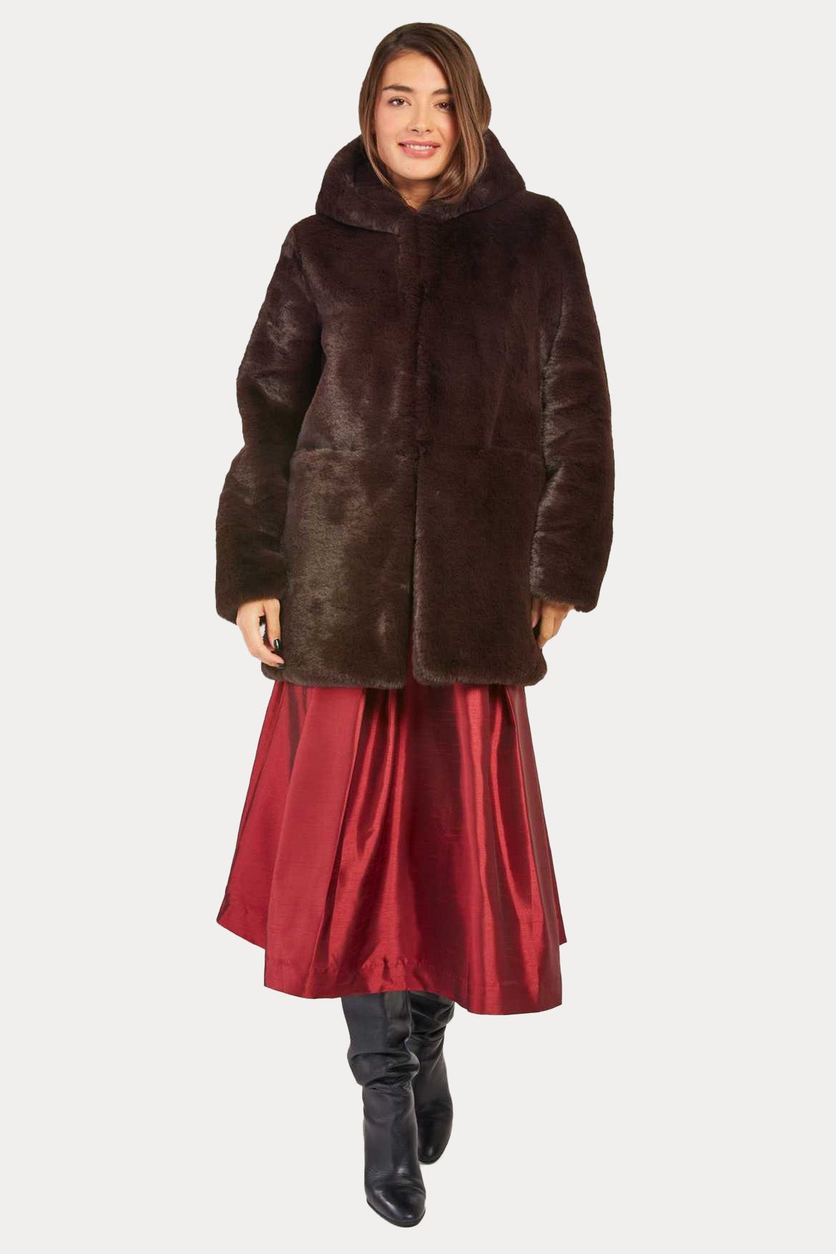 Rene Derhy Lidye Kapüşonlu Peluş Manto