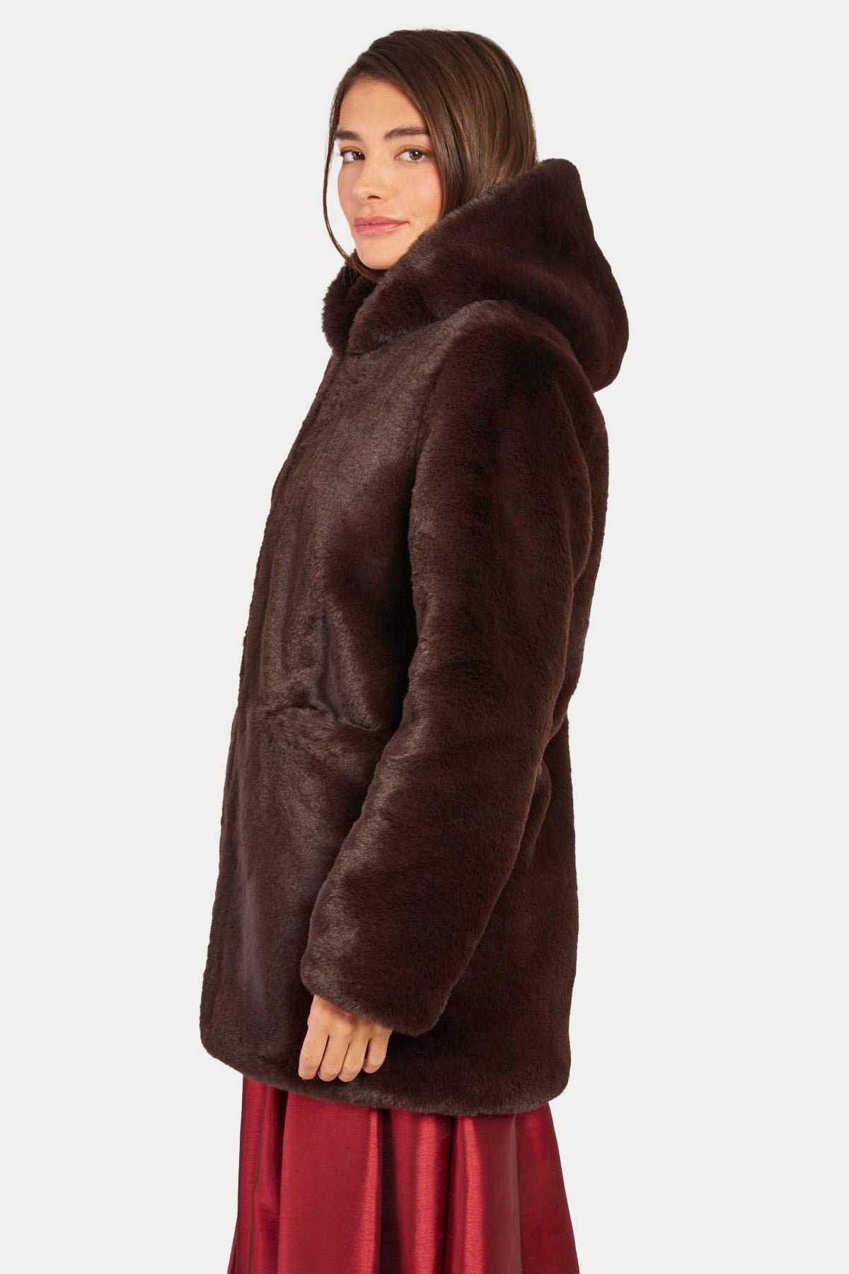 Rene Derhy Lidye Kapüşonlu Peluş Manto