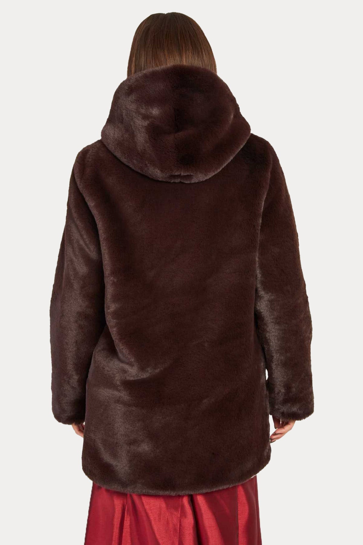 Rene Derhy Lidye Kapüşonlu Peluş Manto