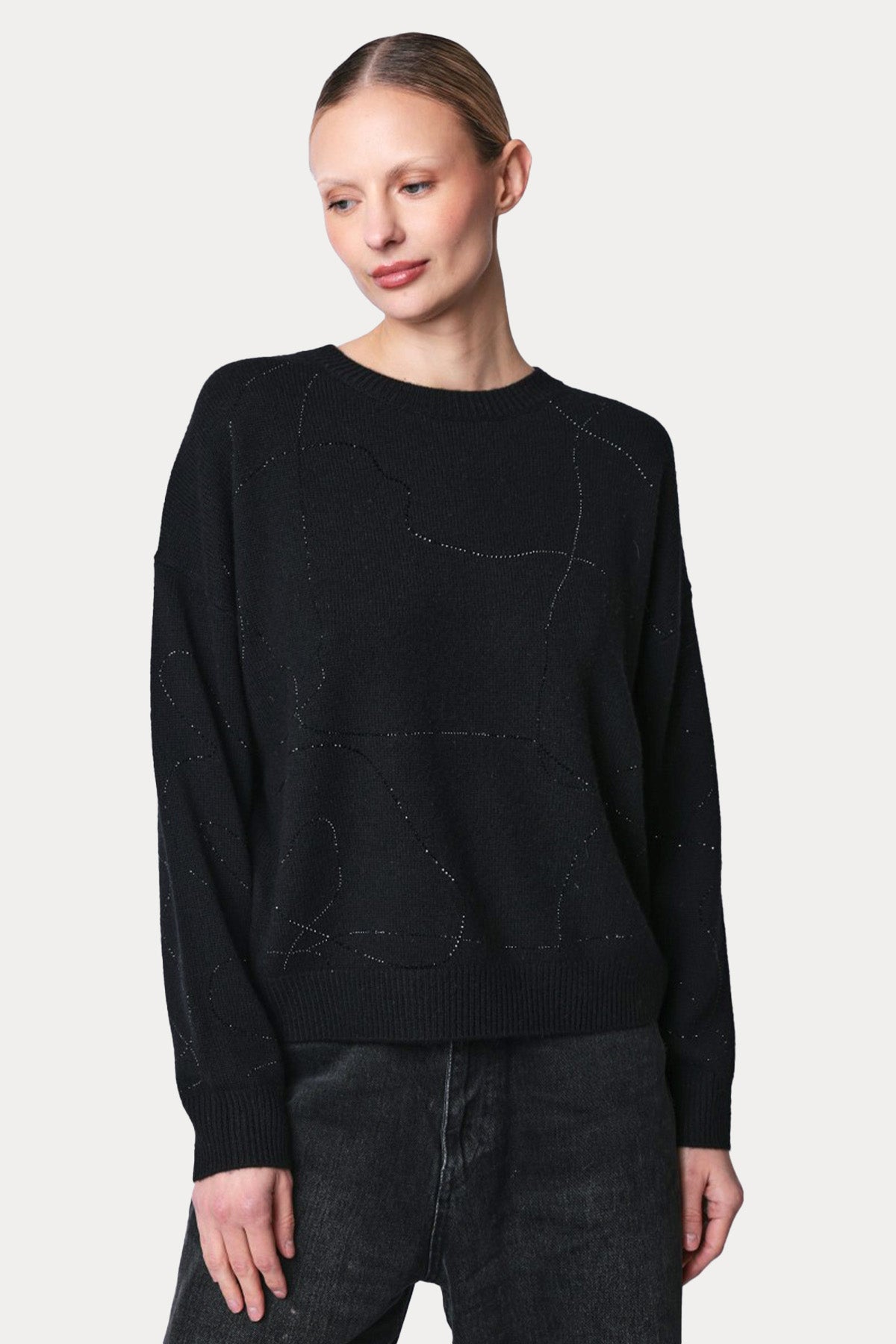 Berenice Apollo Parlak Taş Aksesuarlı Kaşmir Örgü Yün Triko