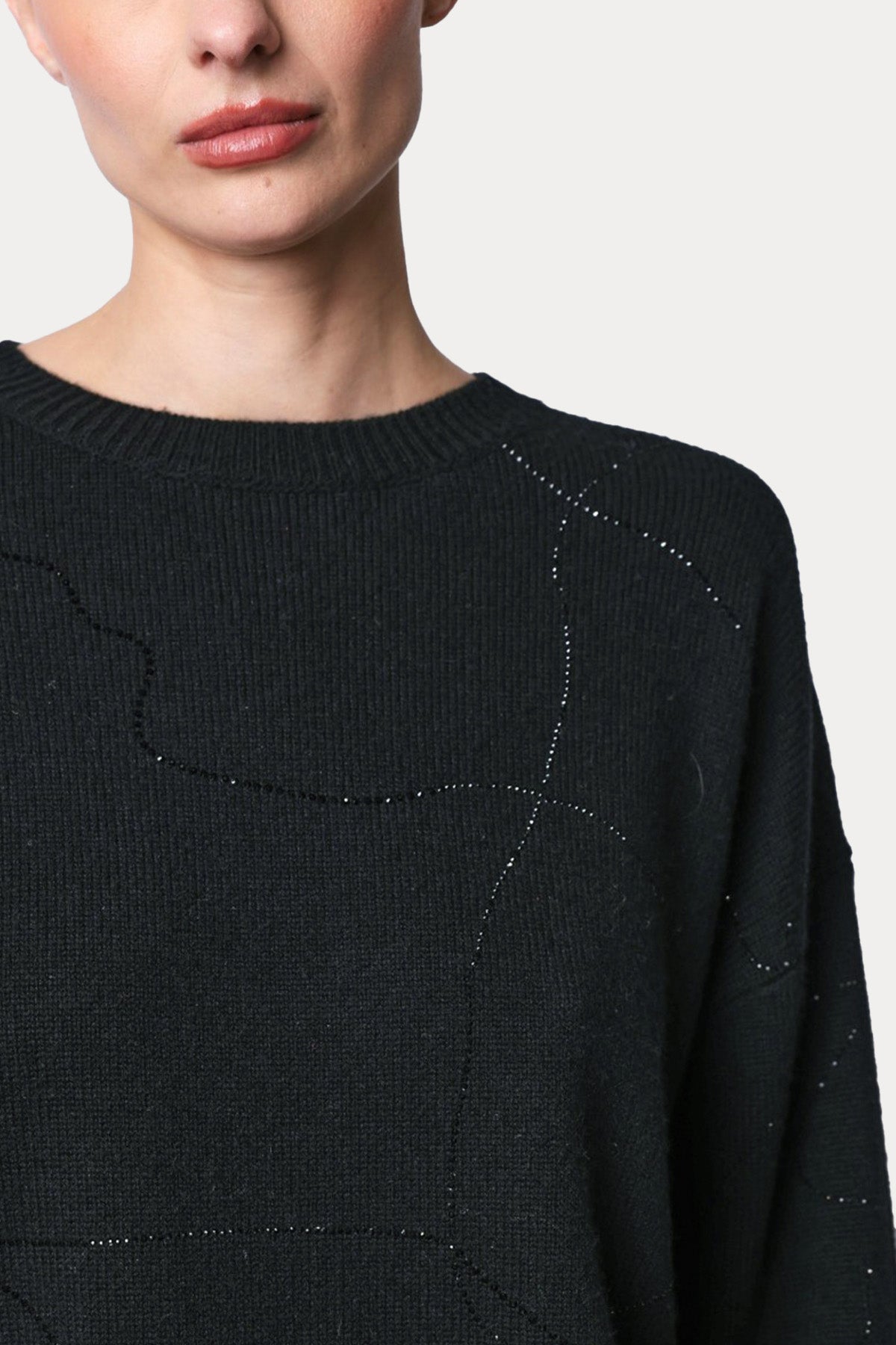 Berenice Apollo Parlak Taş Aksesuarlı Kaşmir Örgü Yün Triko