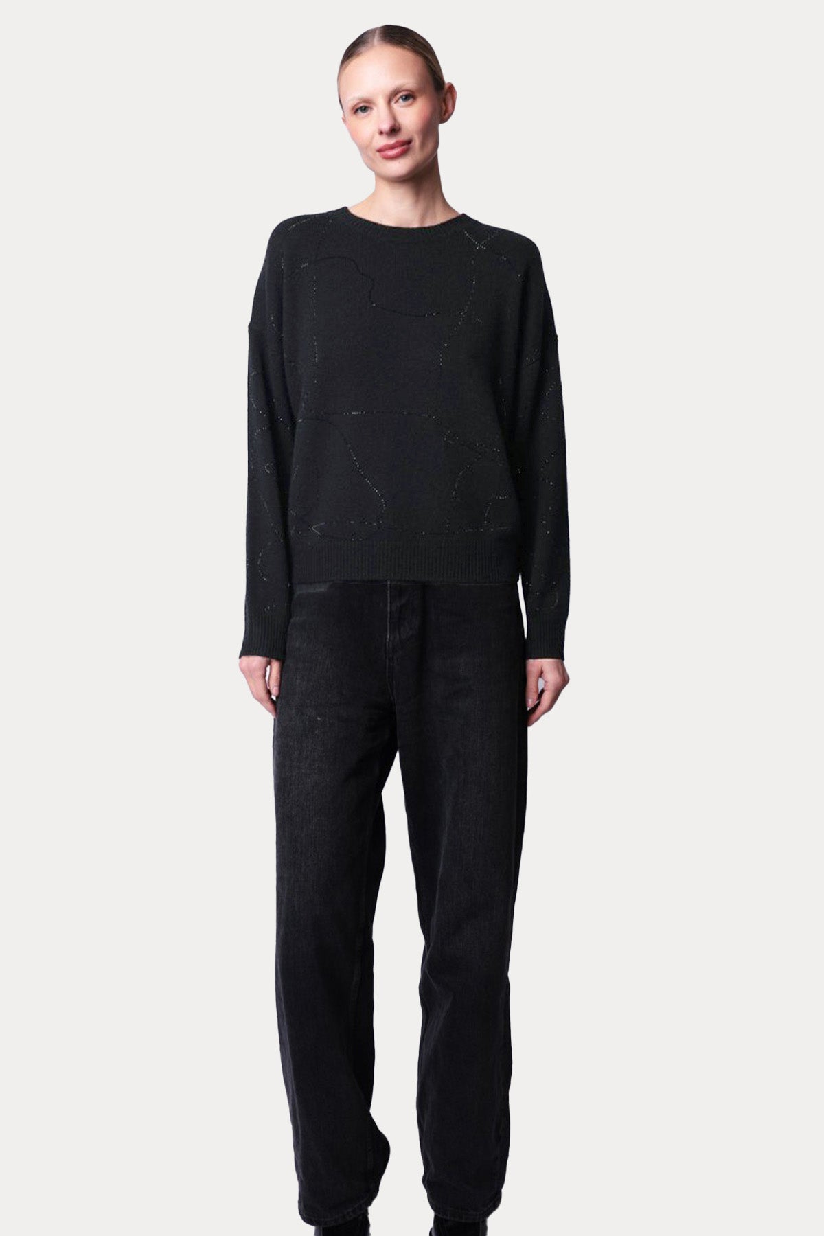 Berenice Apollo Parlak Taş Aksesuarlı Kaşmir Örgü Yün Triko