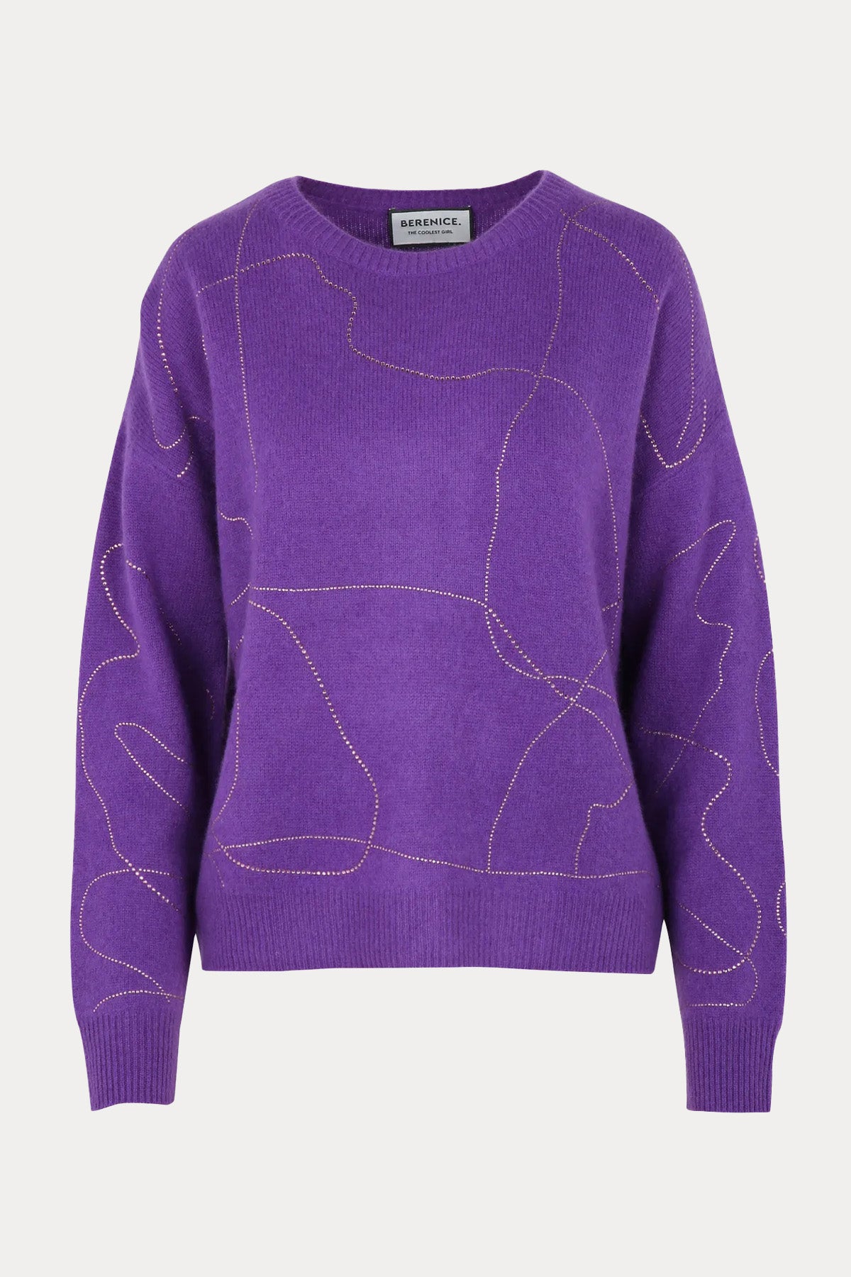 Berenice Apollo Parlak Taş Aksesuarlı Kaşmir Örgü Yün Triko