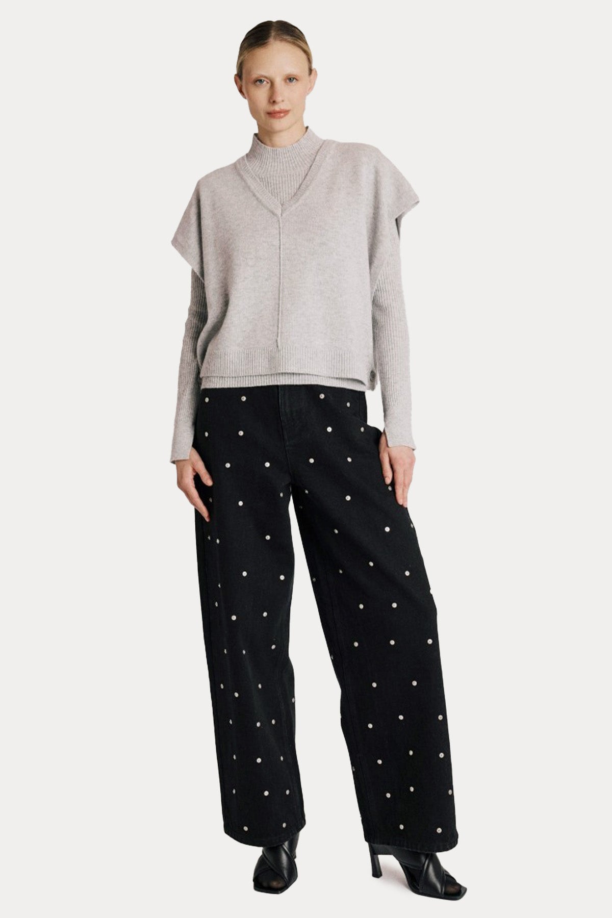 Berenice Anatole Çift Katmalı Kaşmir Örgü Yün Triko