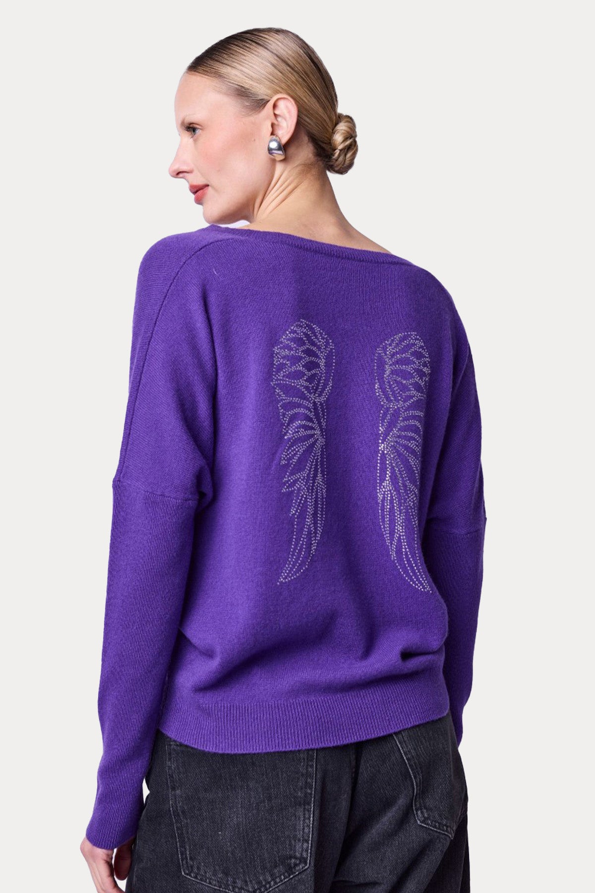 Berenice Aurola Sırtta Kanat Desenli Kaşmir İnce Örgü Yün Triko