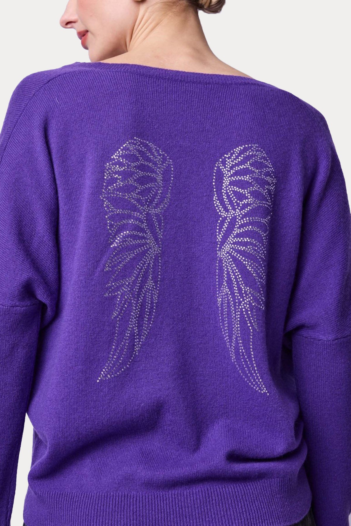 Berenice Aurola Sırtta Kanat Desenli Kaşmir İnce Örgü Yün Triko