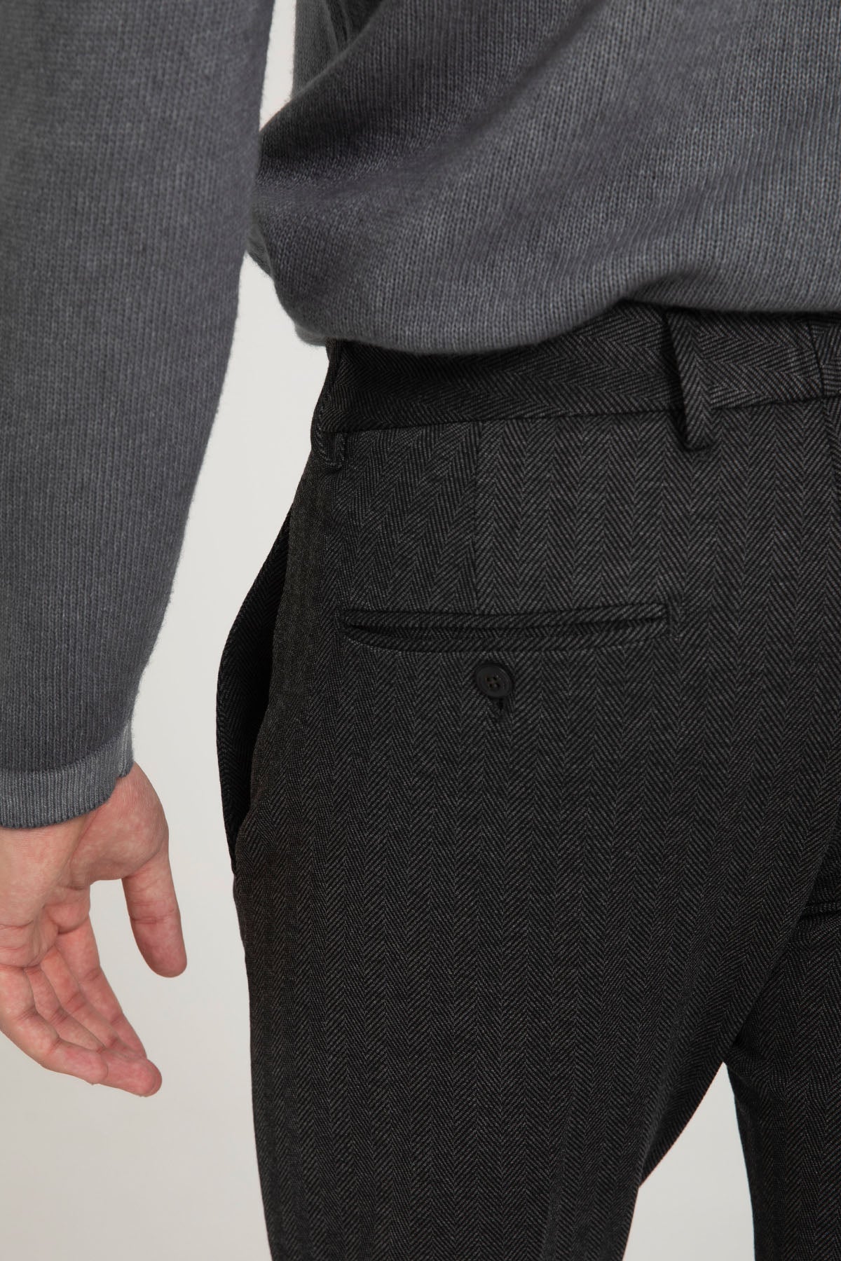 Dondup Slim Fit Balıksırtı Desenli Yandan Cepli Streç Pantolon-Pantolon-Libas