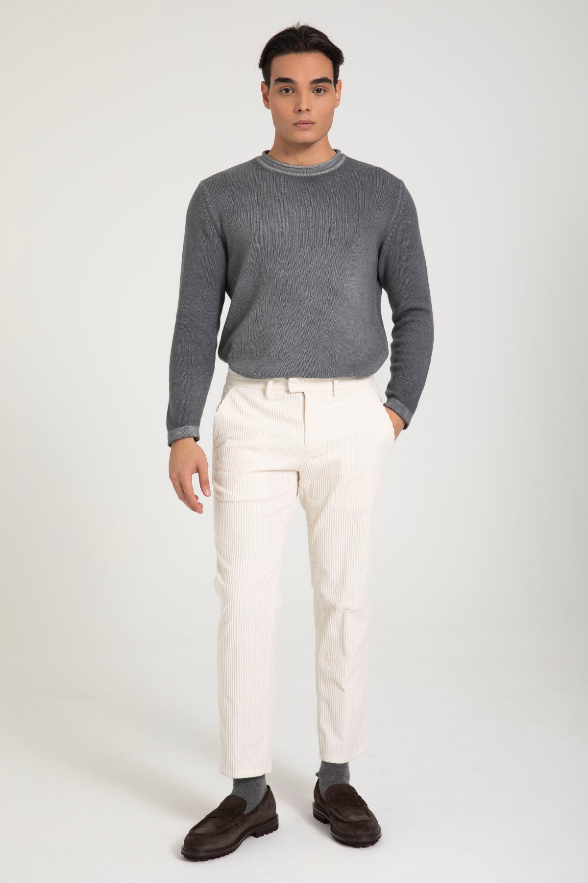 Dondup Fitilli Kadife Yandan Cepli Pantolon-Pantolon-Libas
