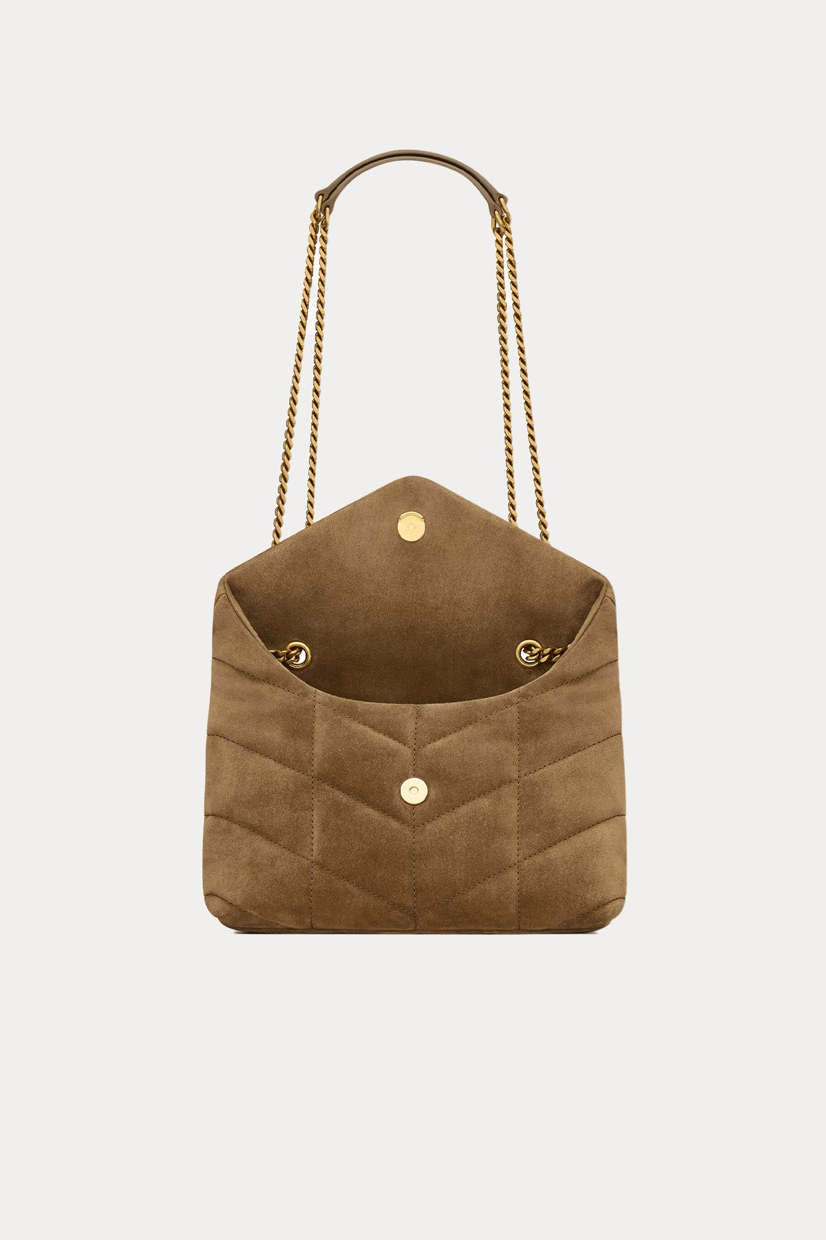 Saint Laurent Silver Zincir Askılı Kapitone Süet Omuz Çantası