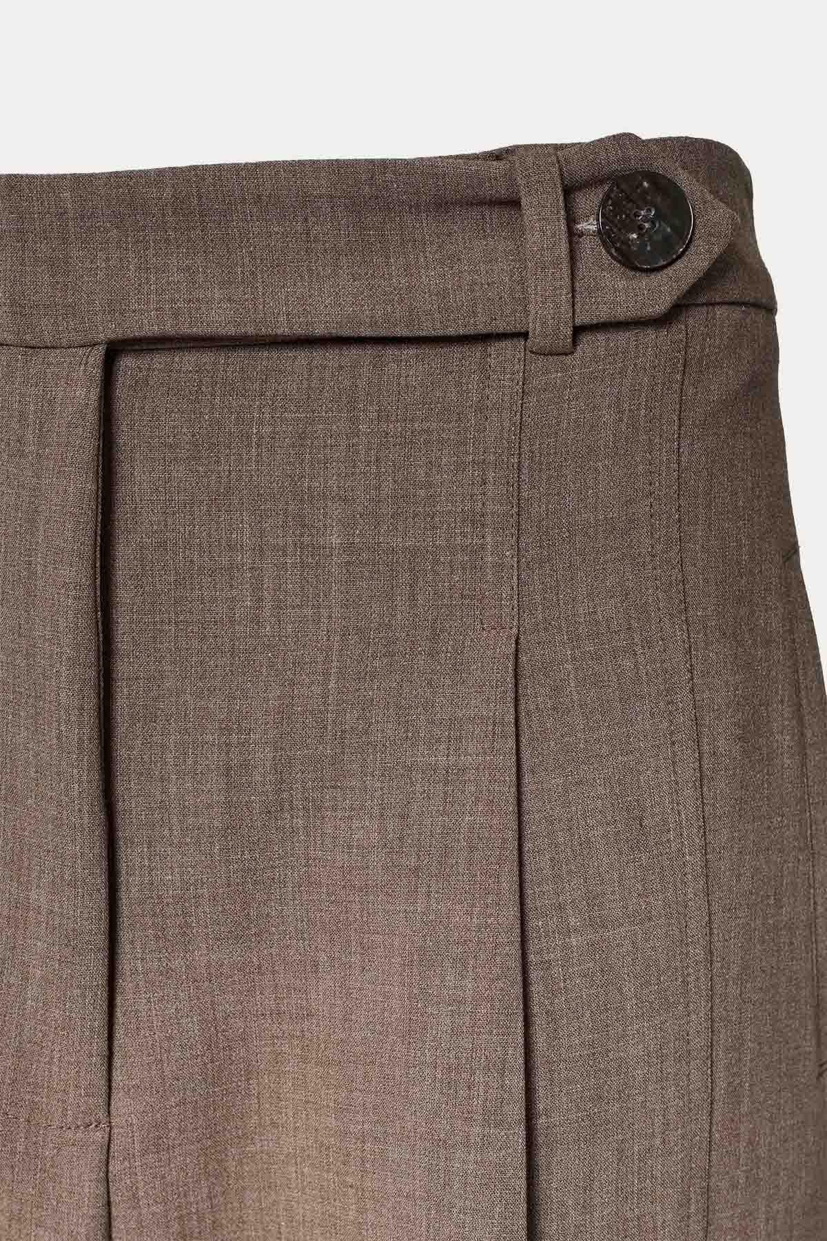 Bsb Tek Pile Yandan Cepli Crop Pantolon-Pantolon-Libas
