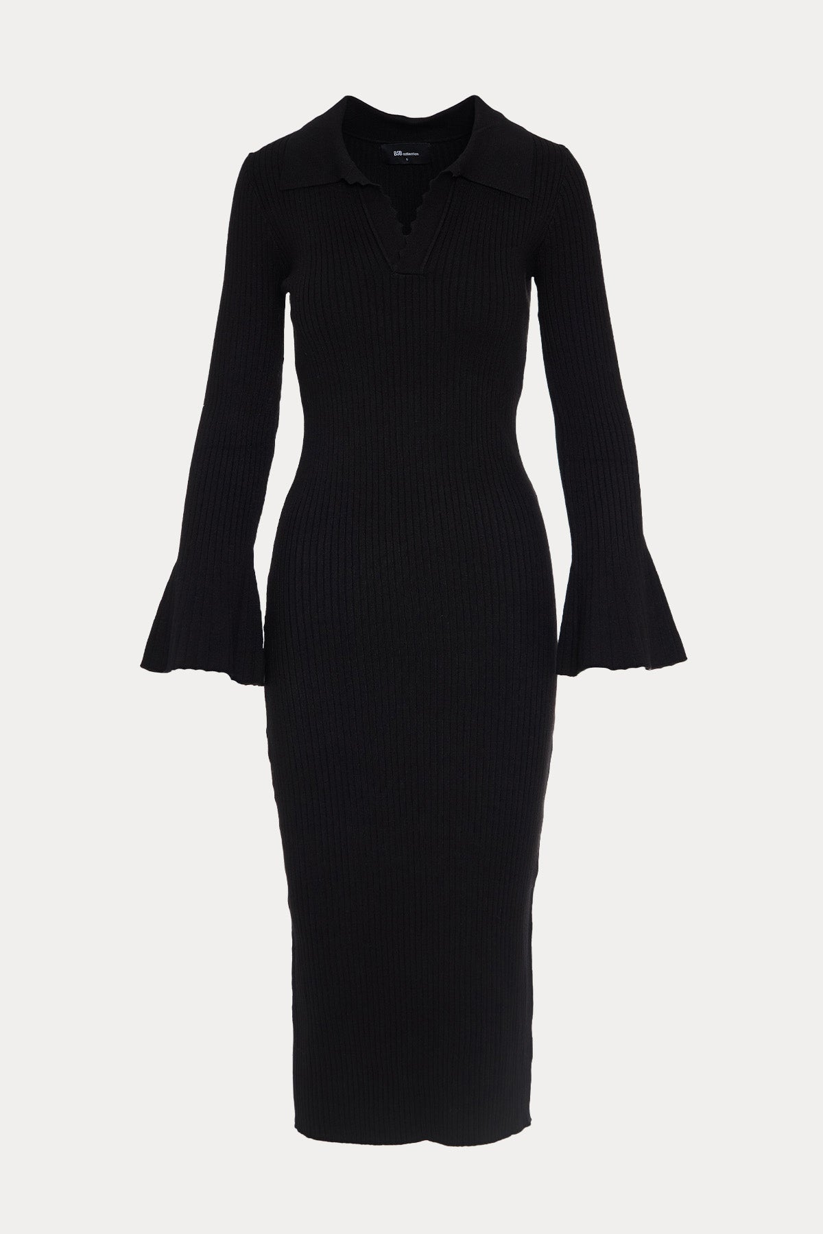 Bsb Polo V Yaka Fitilli Örgü Elbise