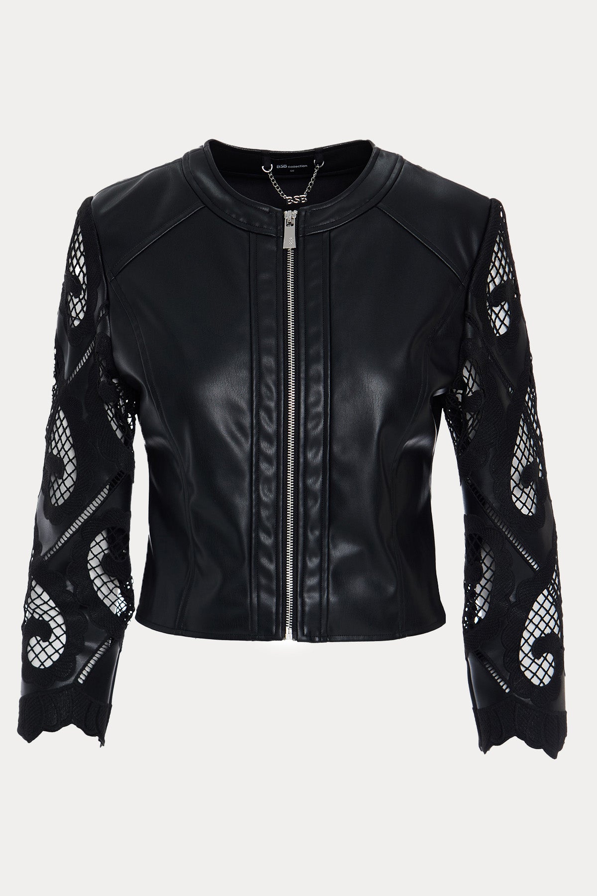 Bsb Nakış Detaylı Crop Deri Ceket