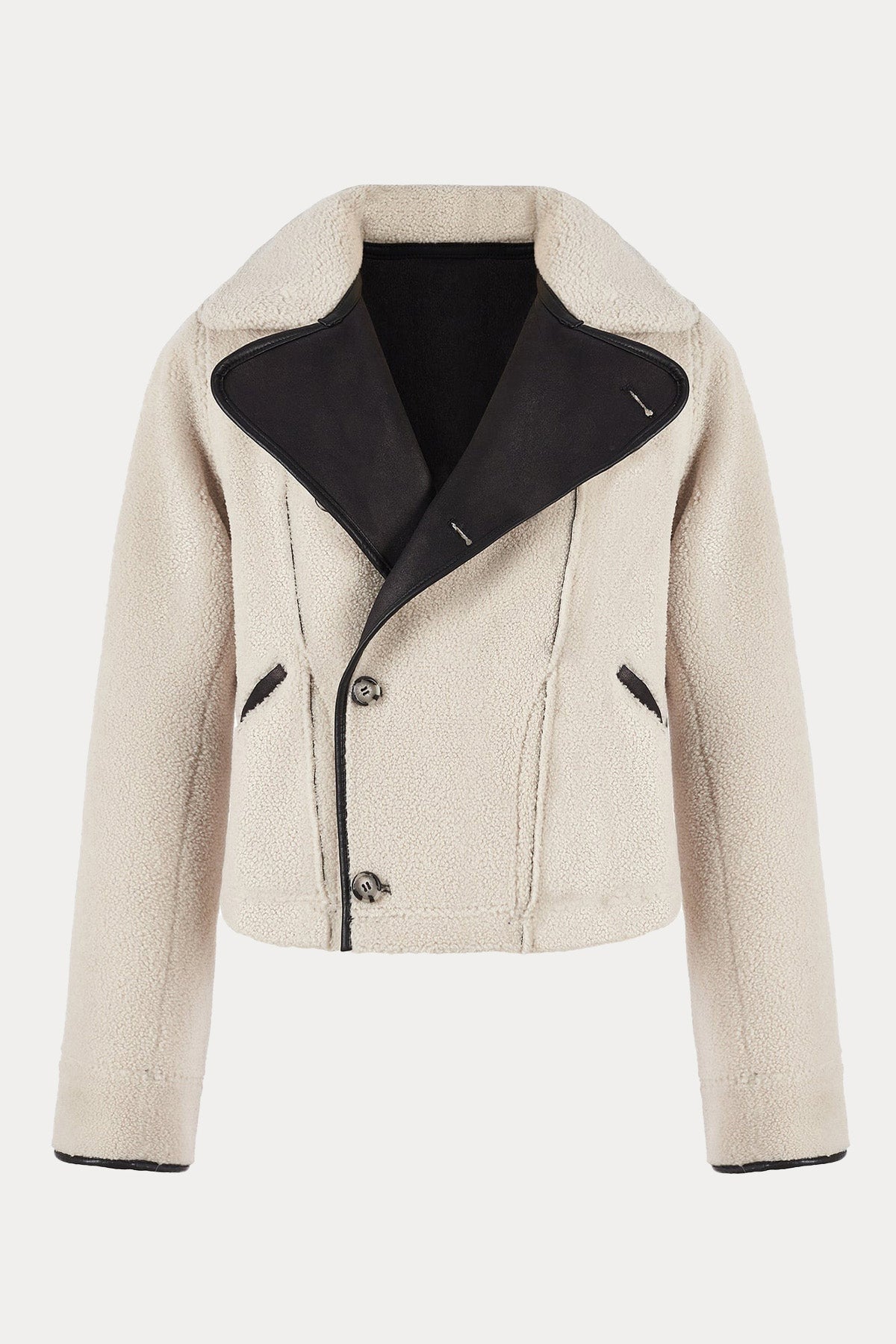 Urbancode Çift Taraflı Kürklü Kruvaze Deri Mont