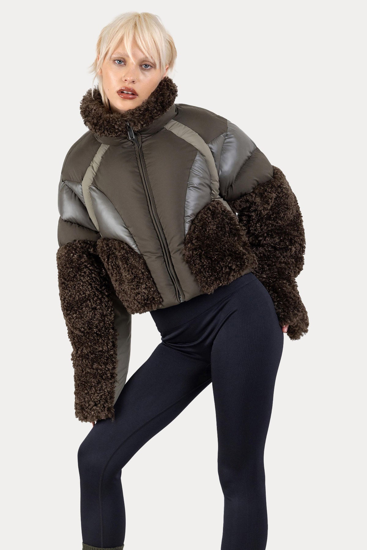 Vegancode Kürklü Crop Puffer Mont