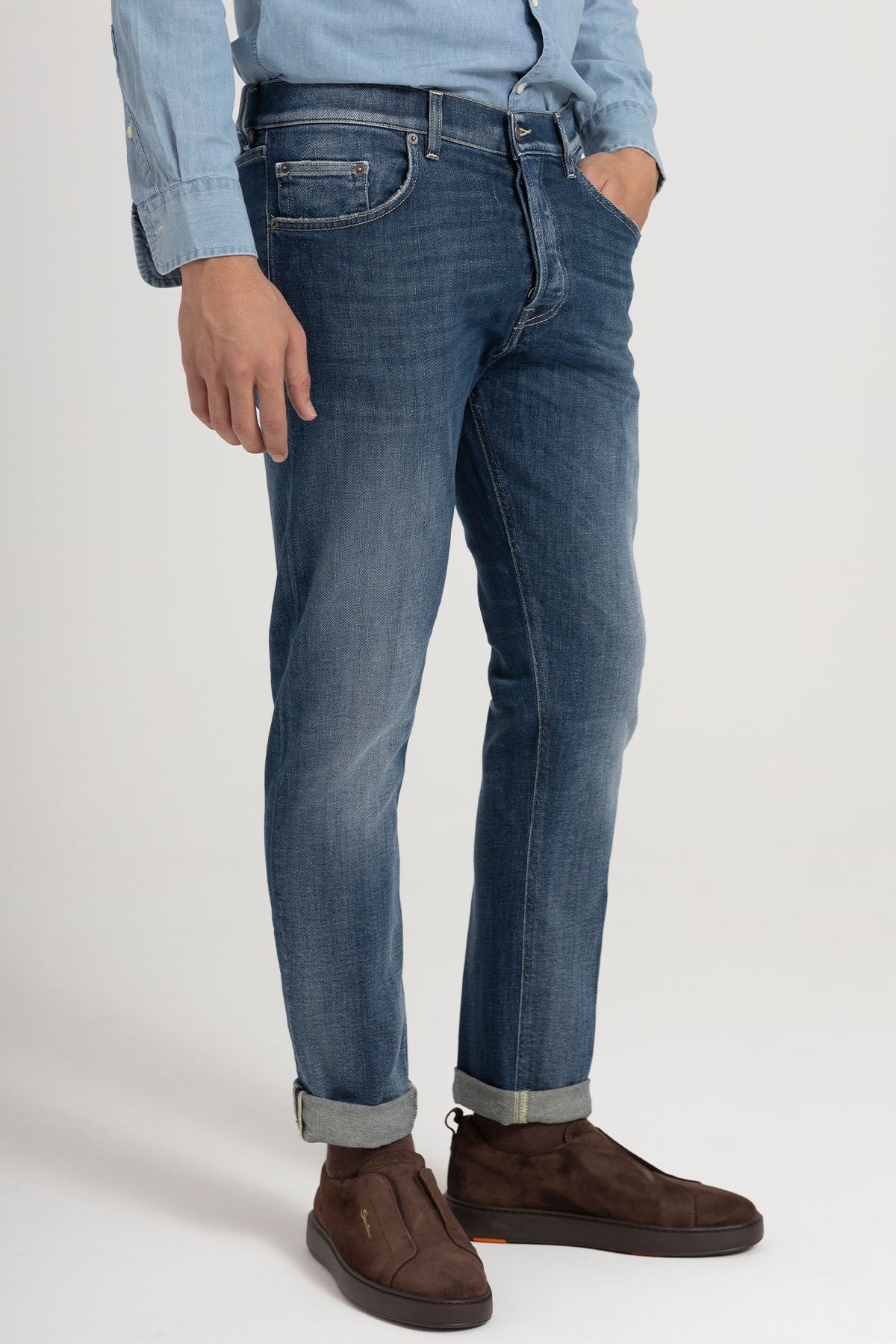 Santoni Lastik Bantlı Süet Sneaker Ayakkabı