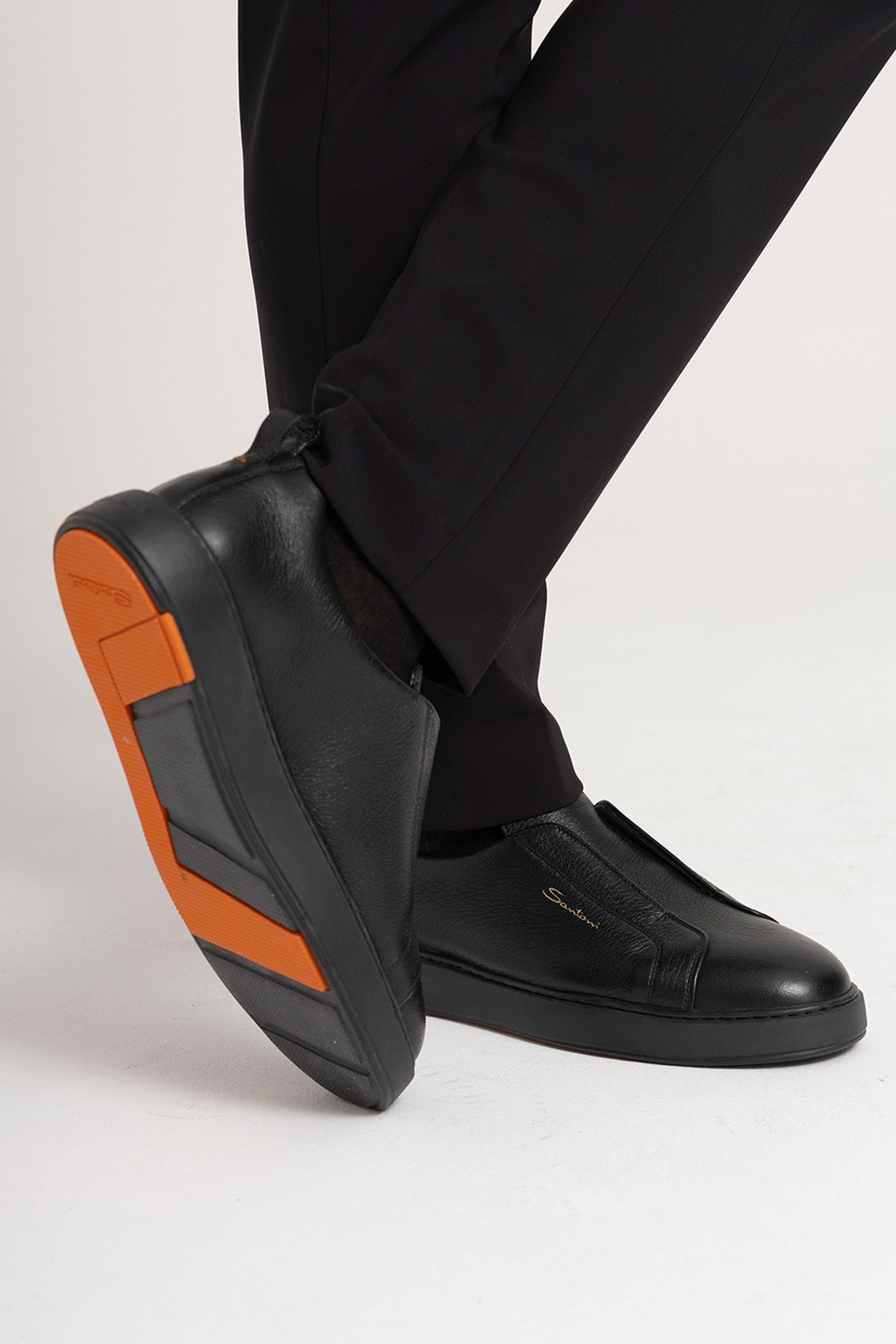 Santoni Lastik Bantlı Deri Sneaker Ayakkabı