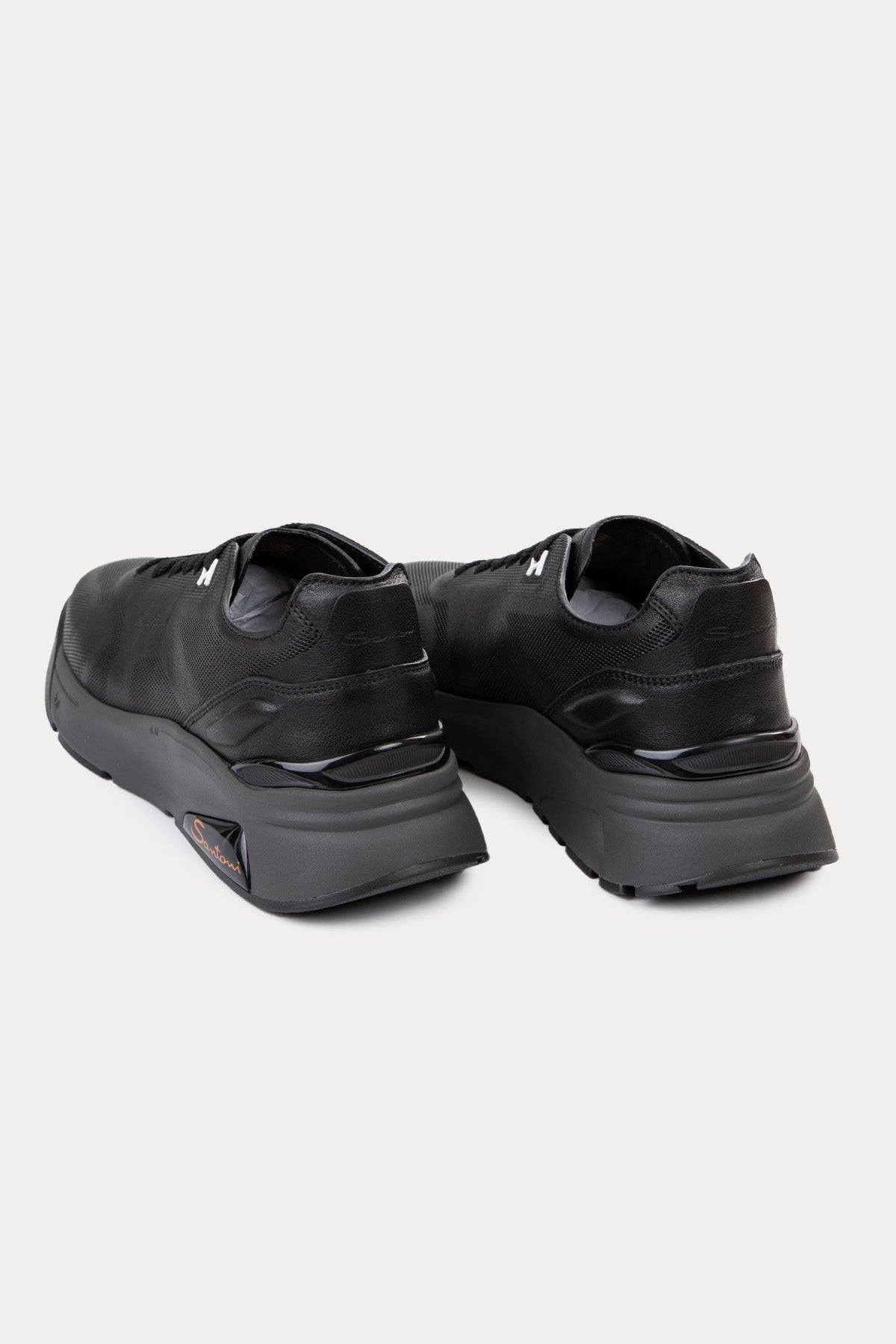 Santoni Ultra Hafif Tabanlı Deri Sneaker Ayakkabı-Ayakkabı-Libas