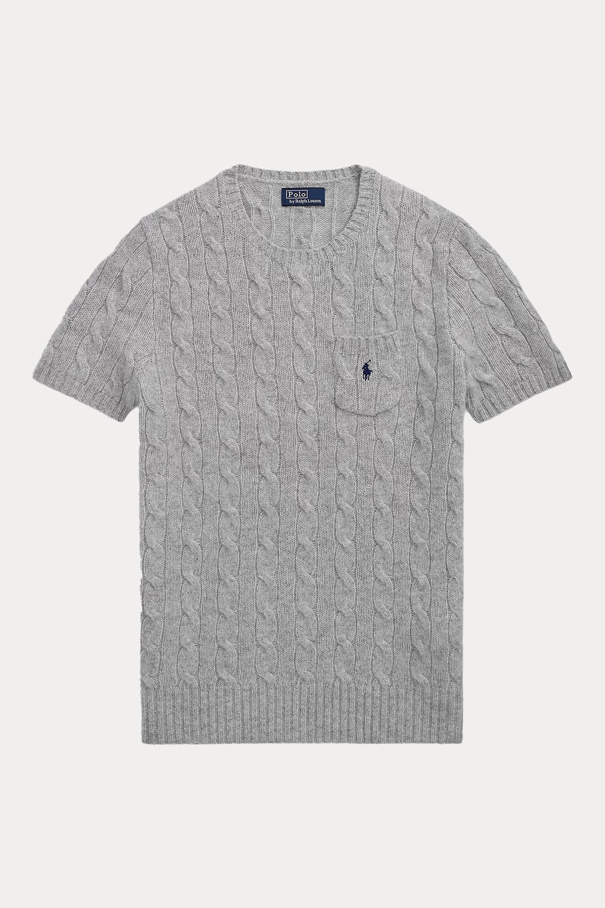 Polo Ralph Lauren Yuvarlak Yaka Kaşmirli Saç Örgü Yün Triko