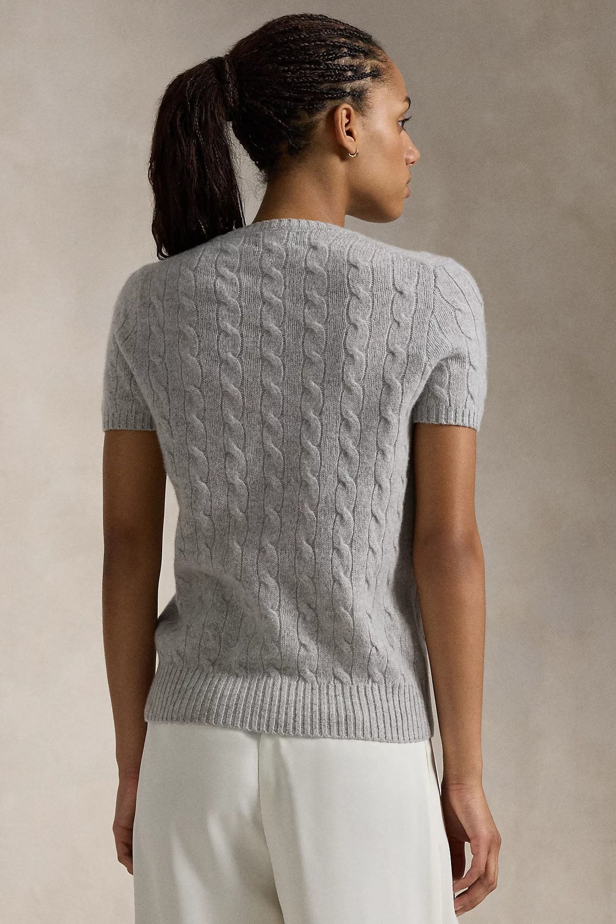 Polo Ralph Lauren Yuvarlak Yaka Kaşmirli Saç Örgü Yün Triko