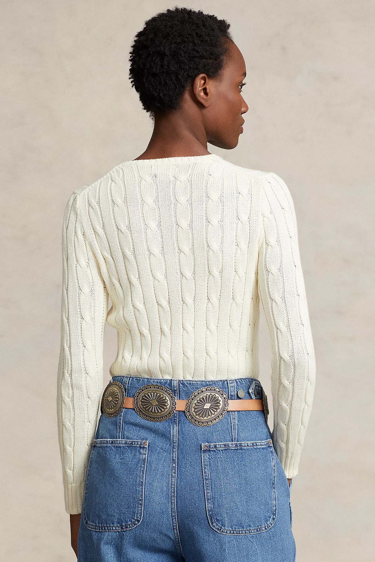 Polo Ralph Lauren Pima Cotton Slim Fit Yuvarlak Yaka Saç Örgü Triko