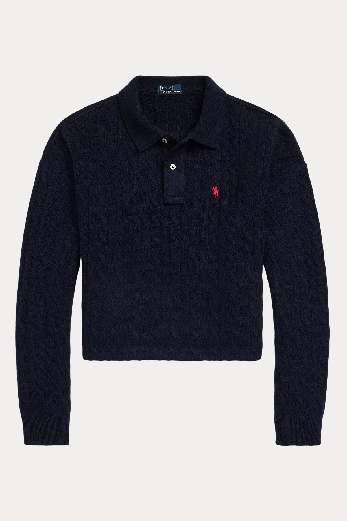 Polo Ralph Lauren Boxy Fit Polo Yaka Kaşmir Saç Örgü Yün Triko