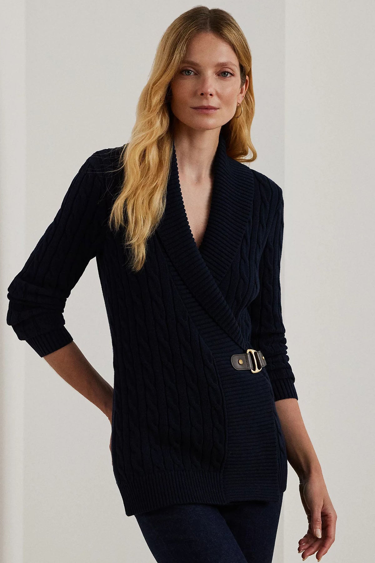 Polo Ralph Lauren Saç Örgü Kemerli Şal Yaka Triko Ceket