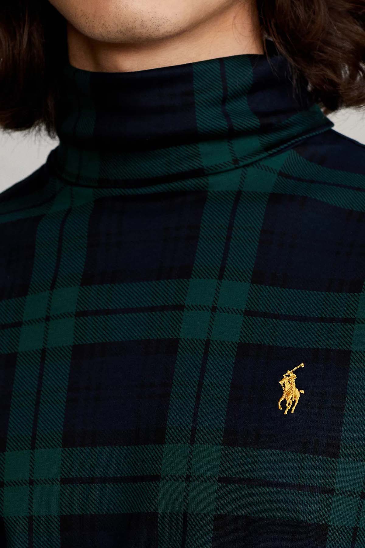 Polo Ralph Lauren Ekose Desenli Balıkçı Yaka İnce Sweatshirt-Sweatshirt-Libas