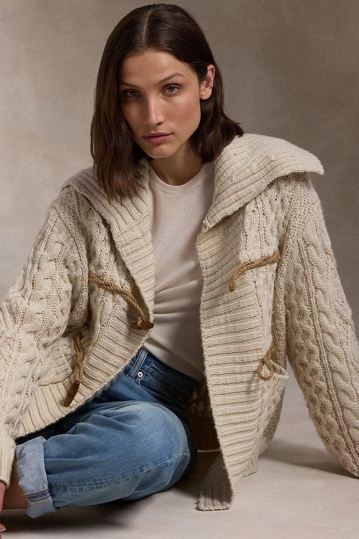 Polo Ralph Lauren Geniş Kesim Örgü Yün Ceket