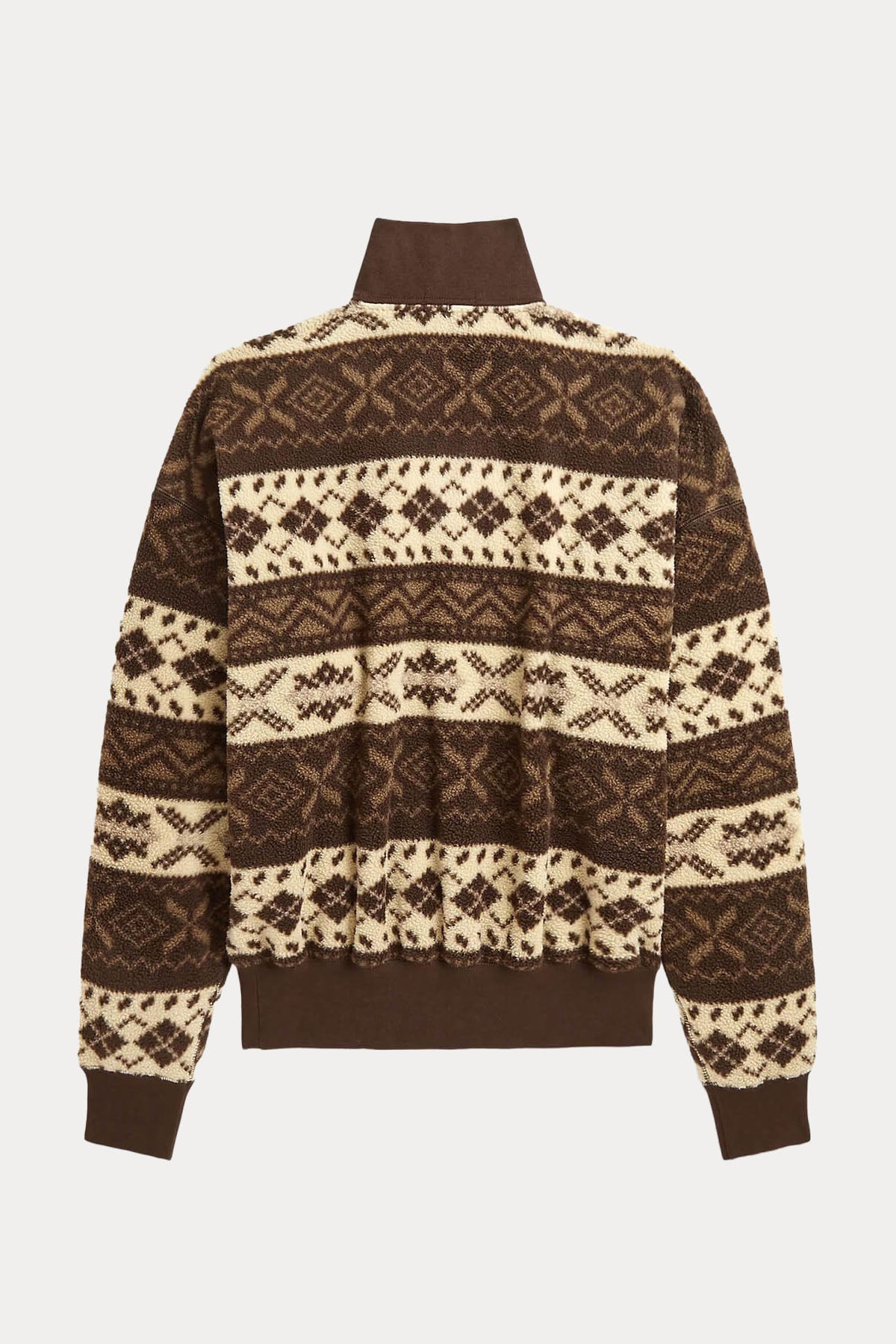 Polo Ralph Lauren Dik Yaka Yarım Fermuarlı Fire Isle Desenli Polar Sweatshirt