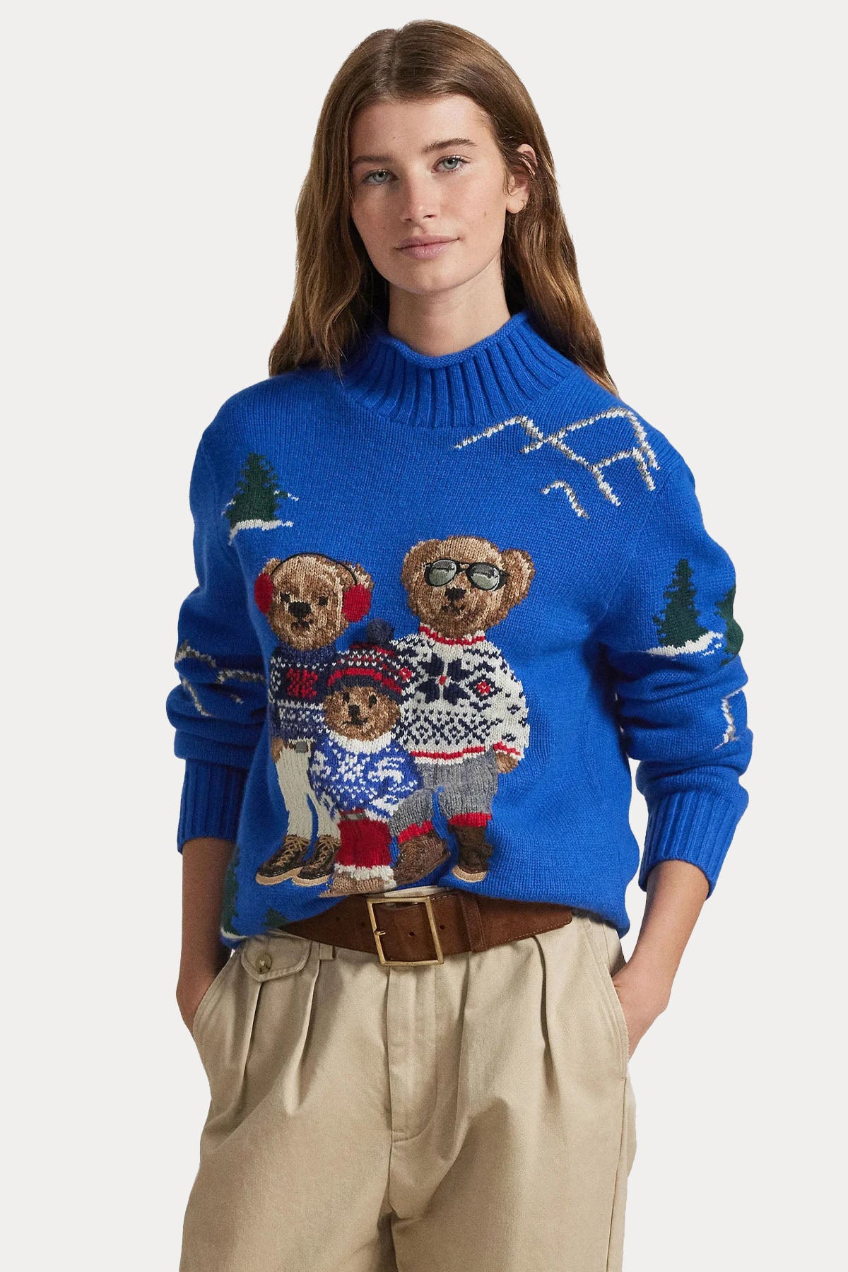Polo Ralph Lauren Unisex Polo Bear Aile Temalı Örgü Yün Triko-Triko-Libas