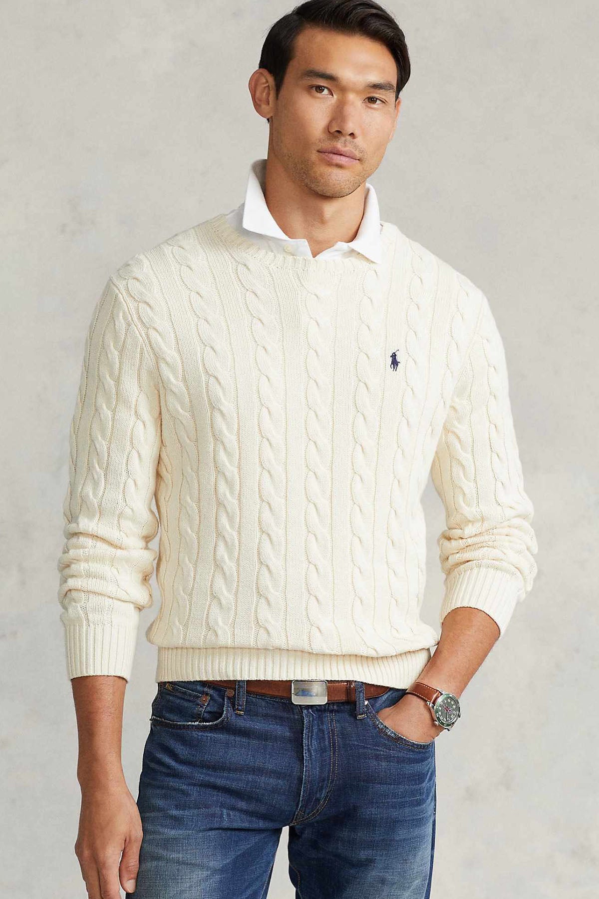 Polo Ralph Lauren Yuvarlak Yaka Saç Örgü Triko