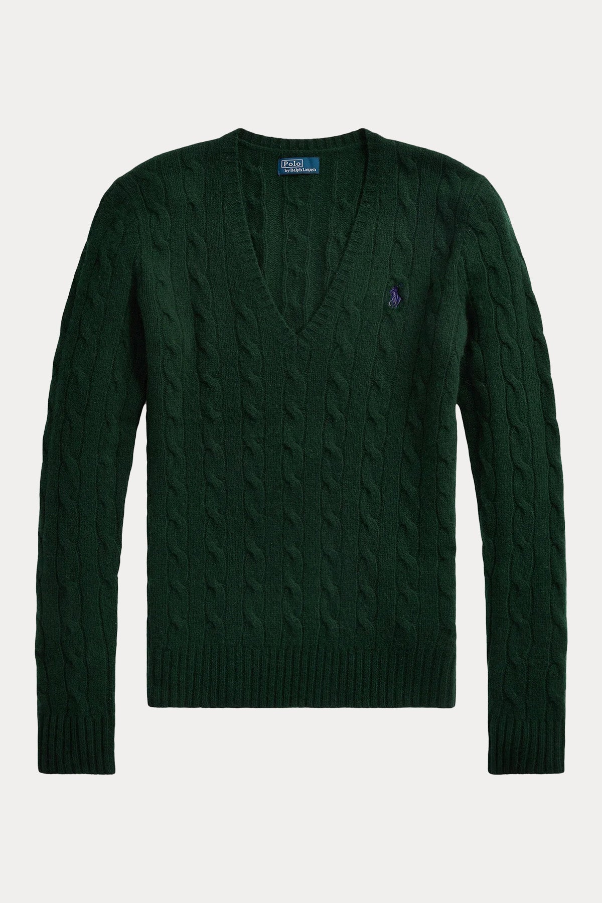 Polo Ralph Lauren Kaşmirli Slim Fit V Yaka Saç Örgü Yün Triko