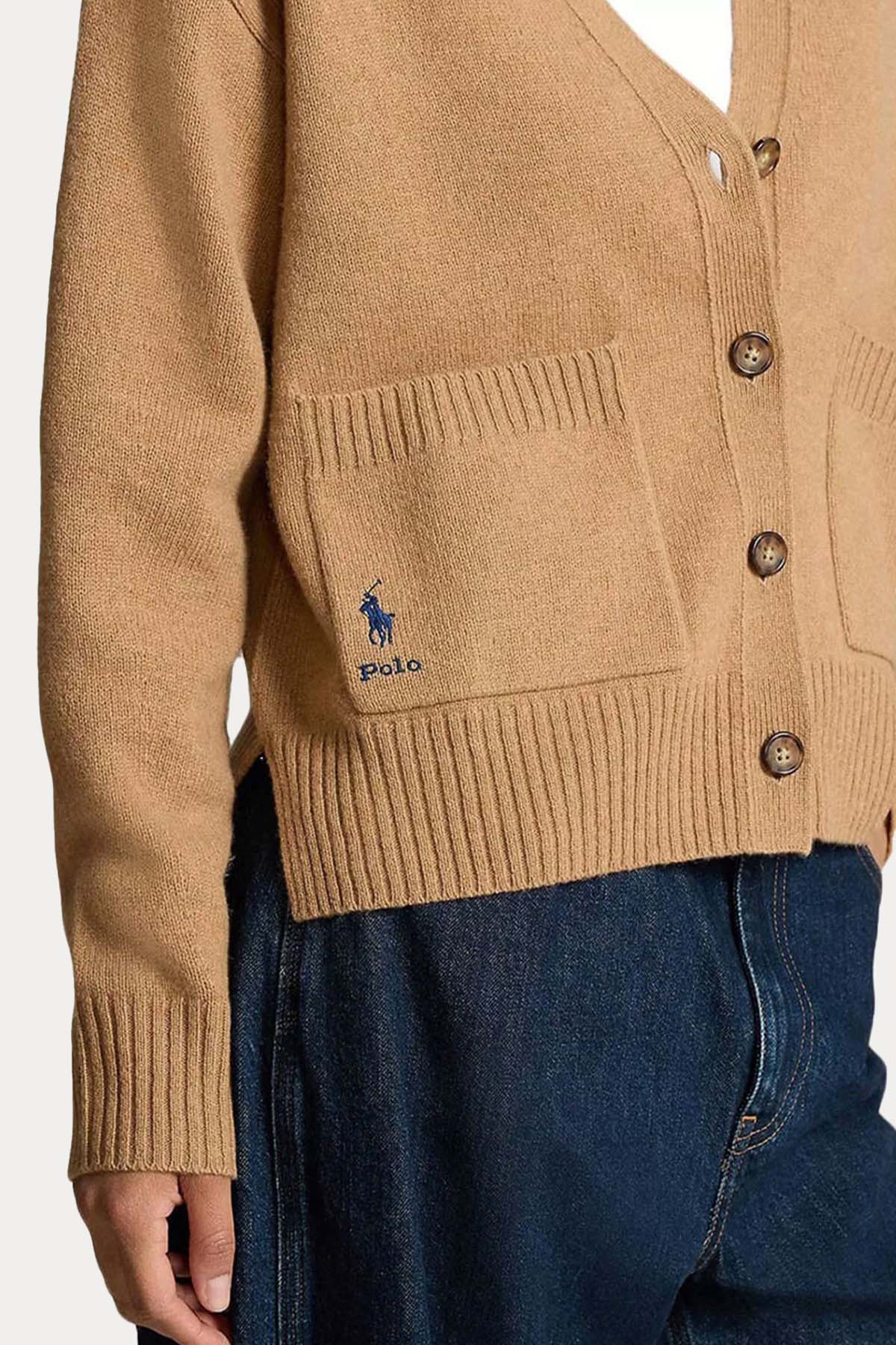 Polo Ralph Lauren V Yaka Kaşmir Örgü Yün Triko Ceket