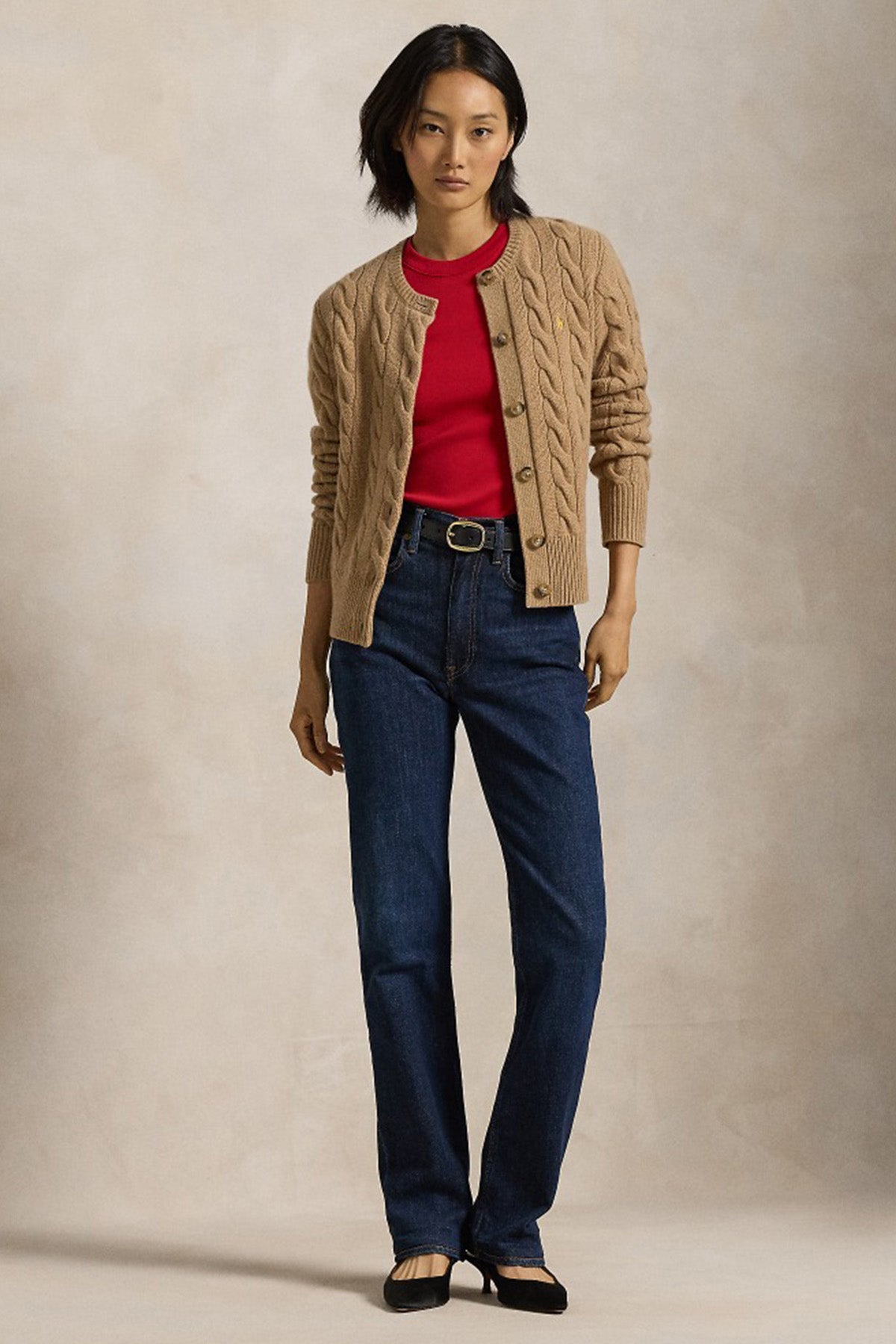 Polo Ralph Lauren Slim Fit Kaşmir Saç Örgü Yün Triko Ceket