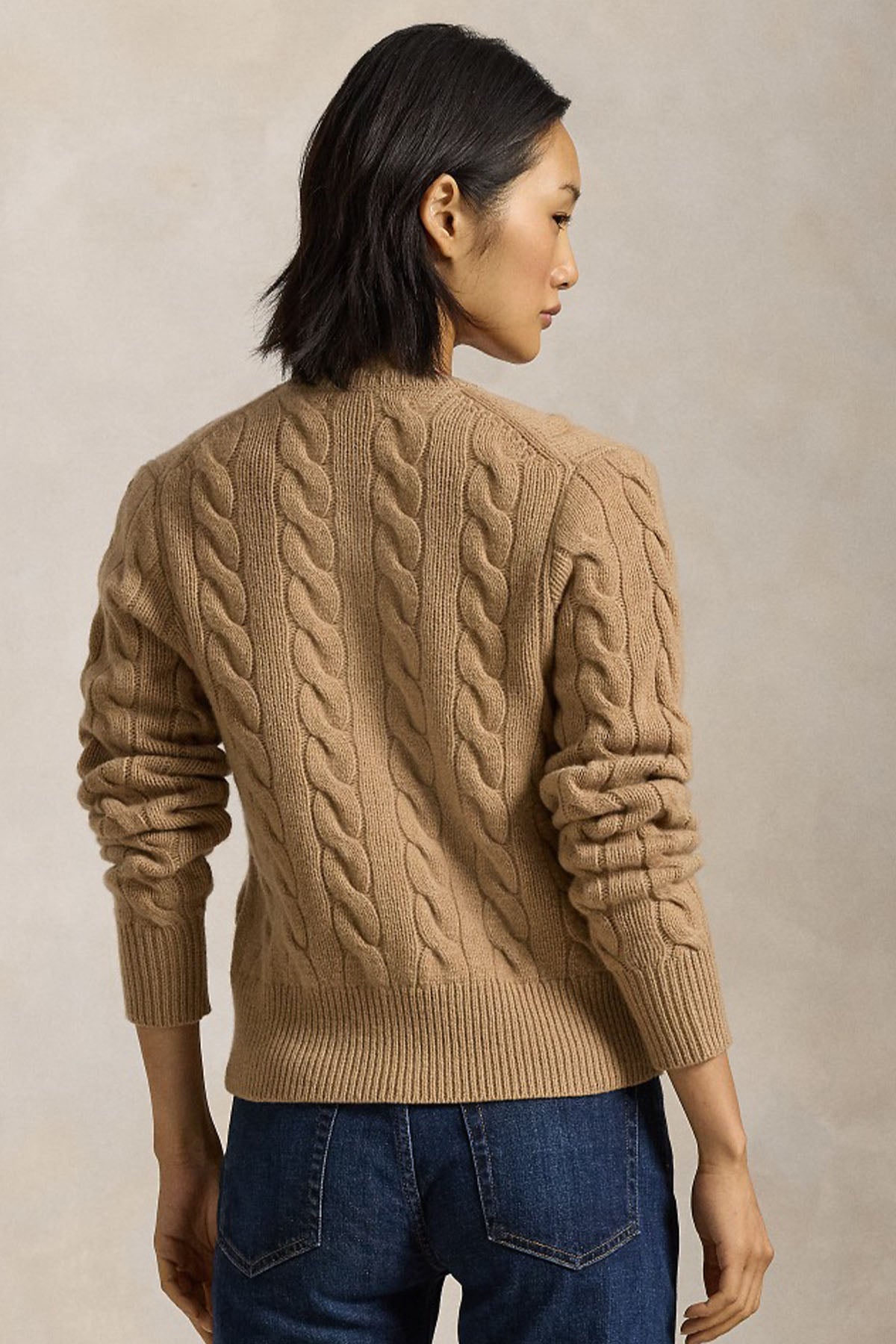 Polo Ralph Lauren Slim Fit Kaşmir Saç Örgü Yün Triko Ceket