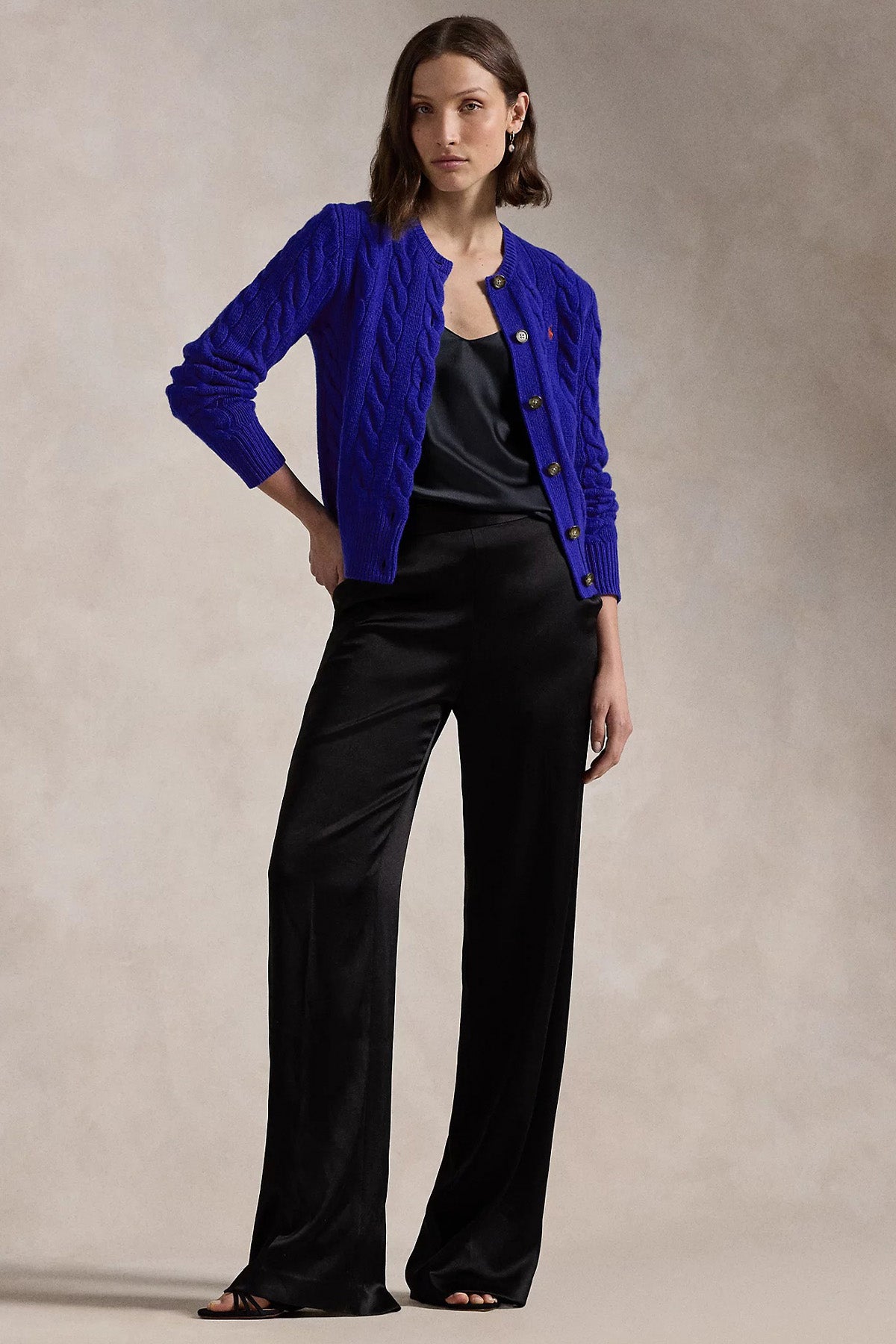 Polo Ralph Lauren Slim Fit Kaşmir Saç Örgü Yün Triko Ceket