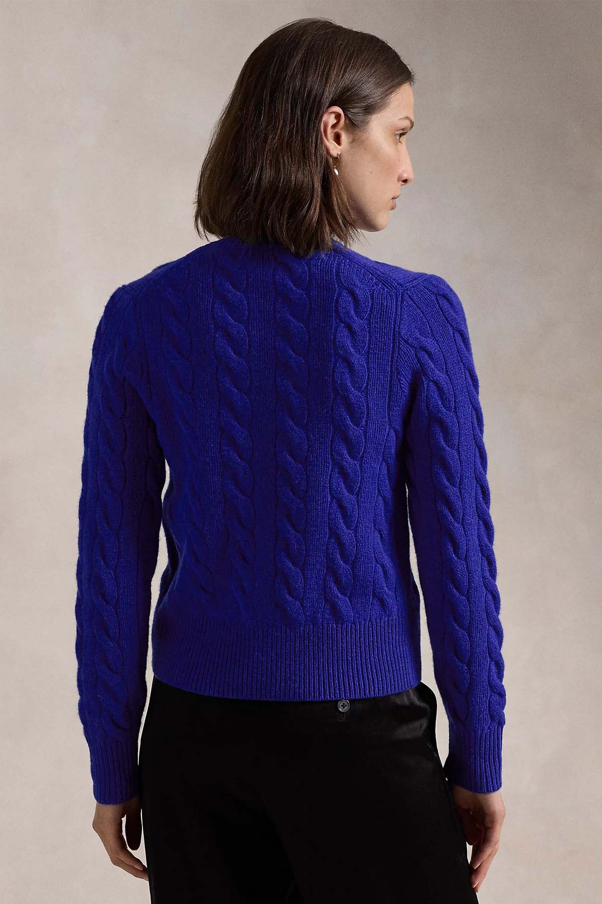 Polo Ralph Lauren Slim Fit Kaşmir Saç Örgü Yün Triko Ceket