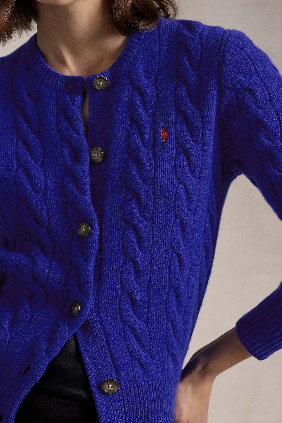 Polo Ralph Lauren Slim Fit Kaşmir Saç Örgü Yün Triko Ceket