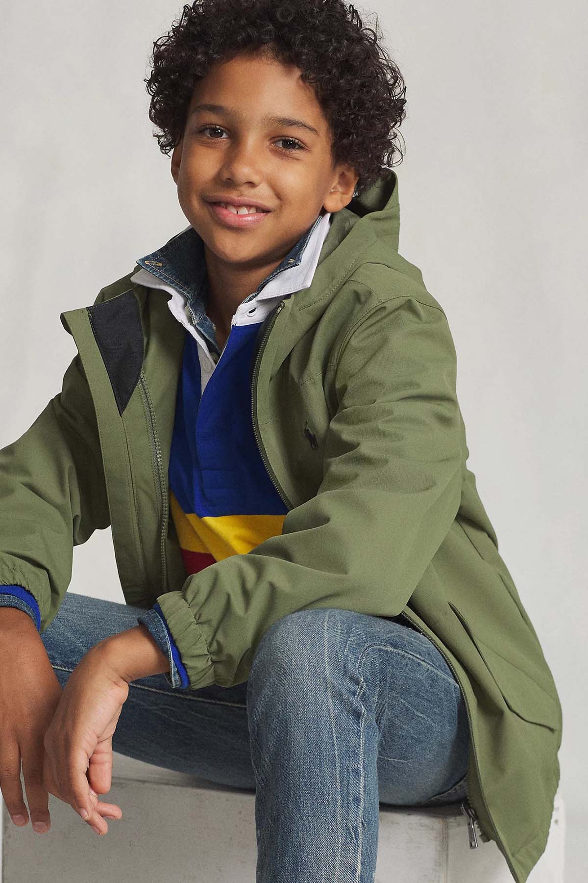 Polo Ralph Lauren Kids S-M Beden Unisex Çocuk Kapüşonlu Rüzgarlık Mont-Mont-Libas