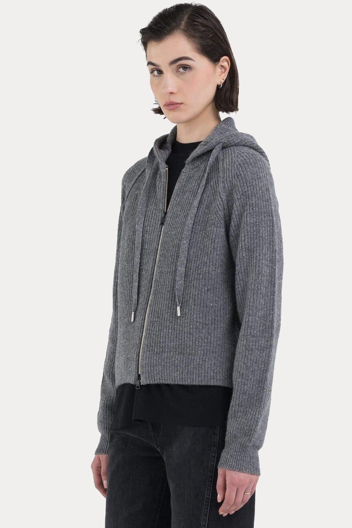 Replay Kapüşonlu Yün Örgü Triko Ceket