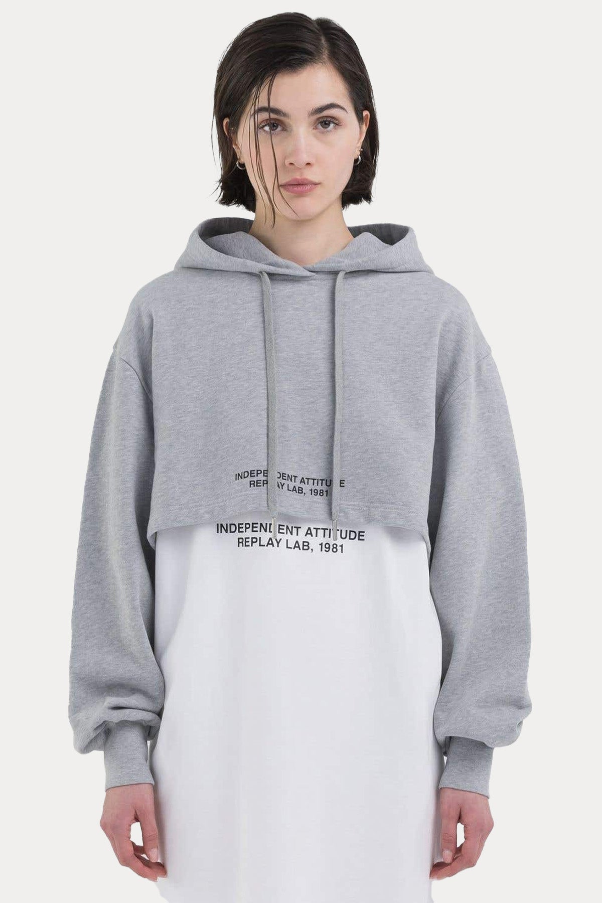 Replay Kapüşonlu Crop Sweatshirt